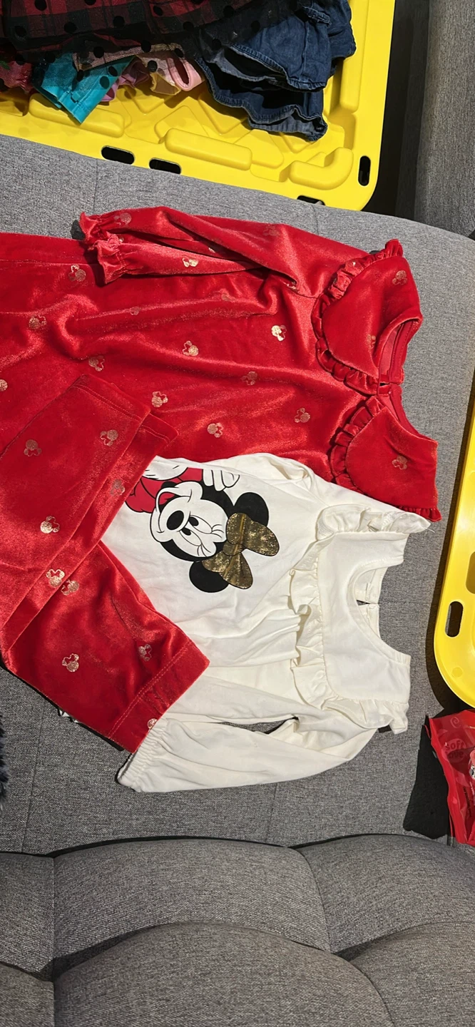 Disney Baby Red Velour Dress with Mickey Mouse Print 6-12 Months