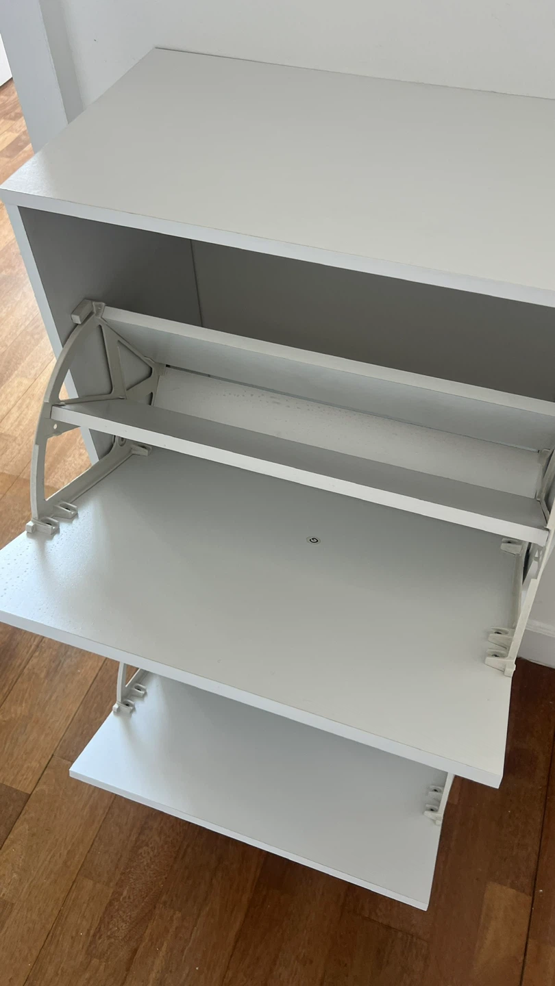 White 8 Pair Shoe Storage Cabinet With 2 Flip Drawers - photo 2