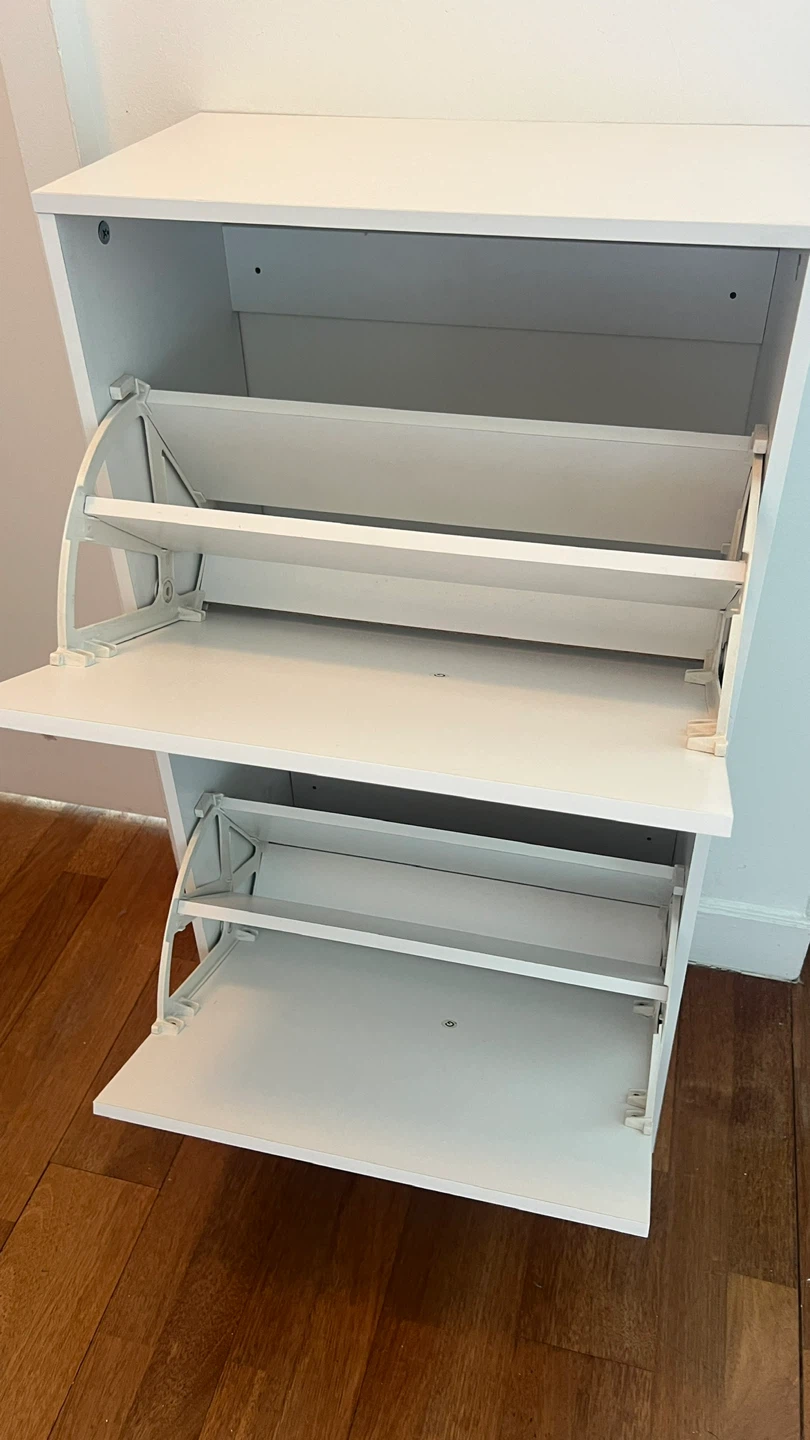 White 8 Pair Shoe Storage Cabinet With 2 Flip Drawers - photo 4