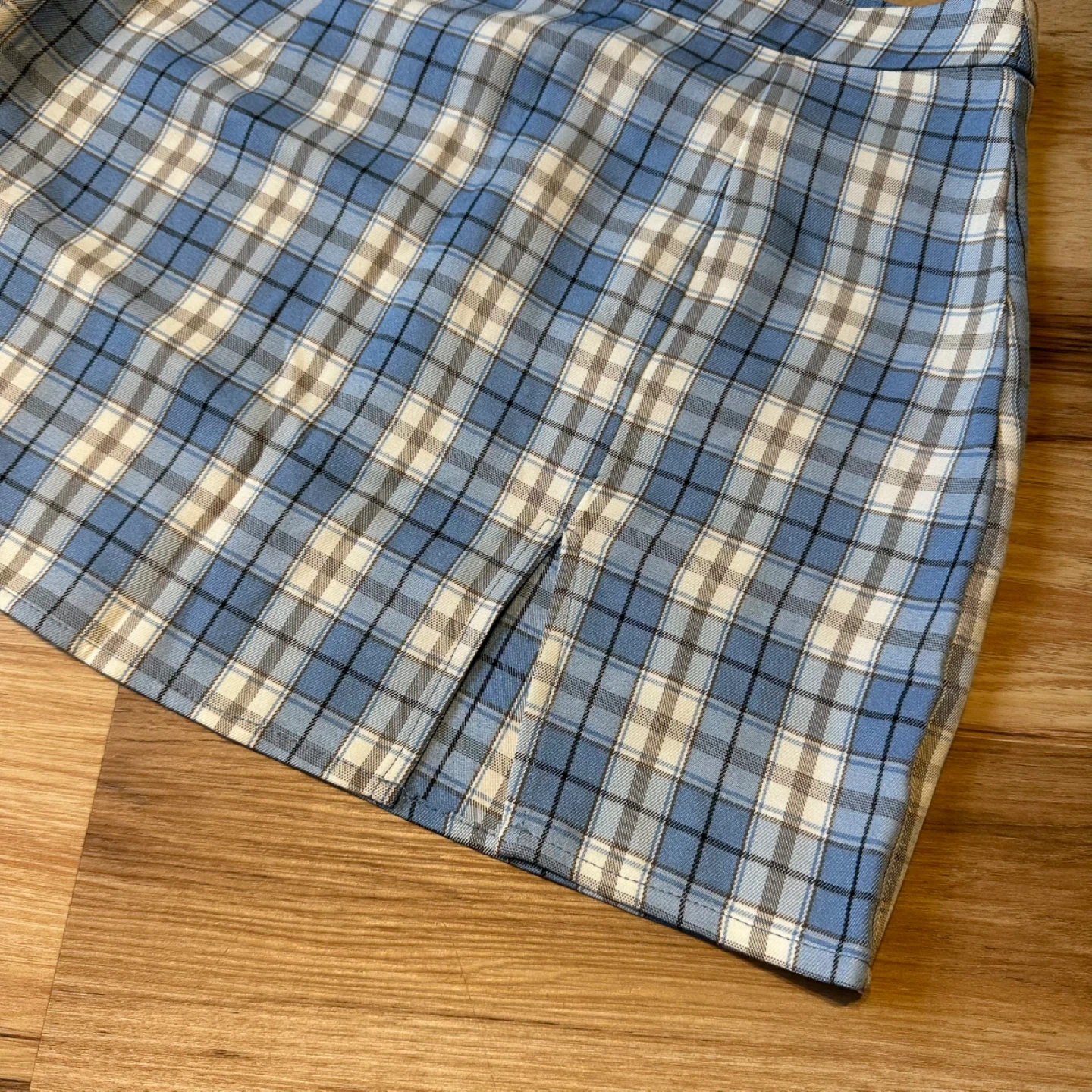 SHEIN Women's Plaid Mini Skirt - Blue/White/Brown XS - photo 2