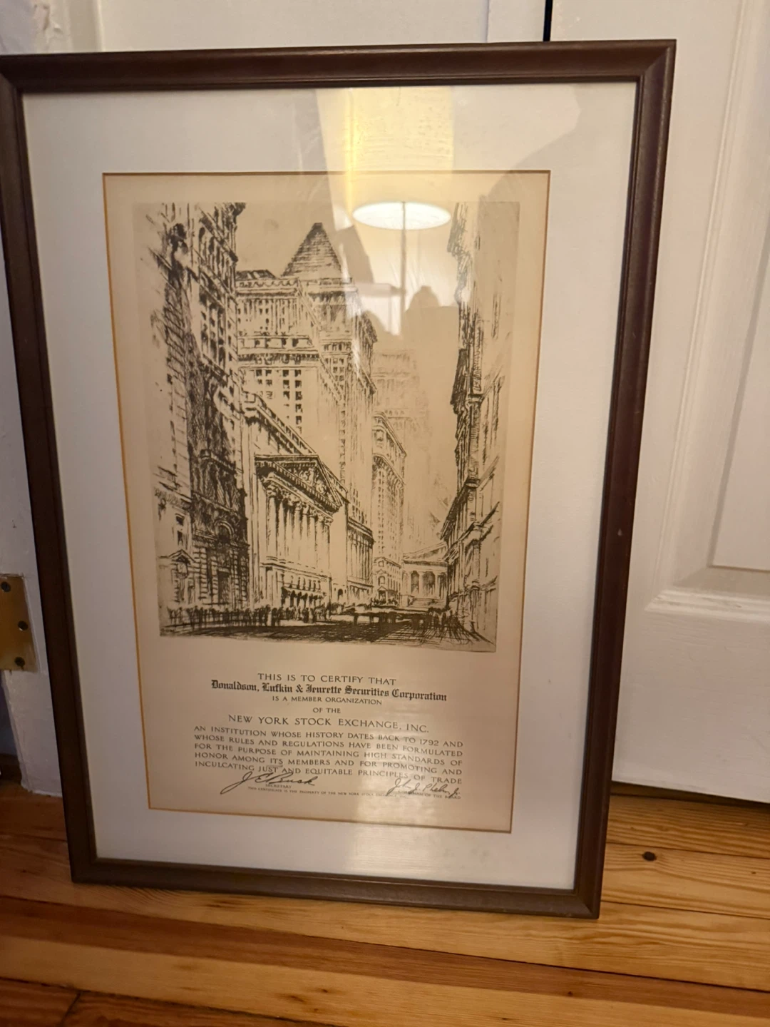 New York Stock Exchange Membership Certificate Framed