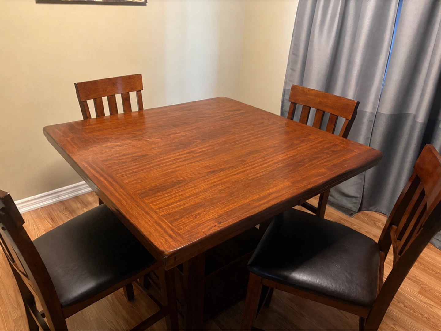 Solid wood high table with 4 chairs