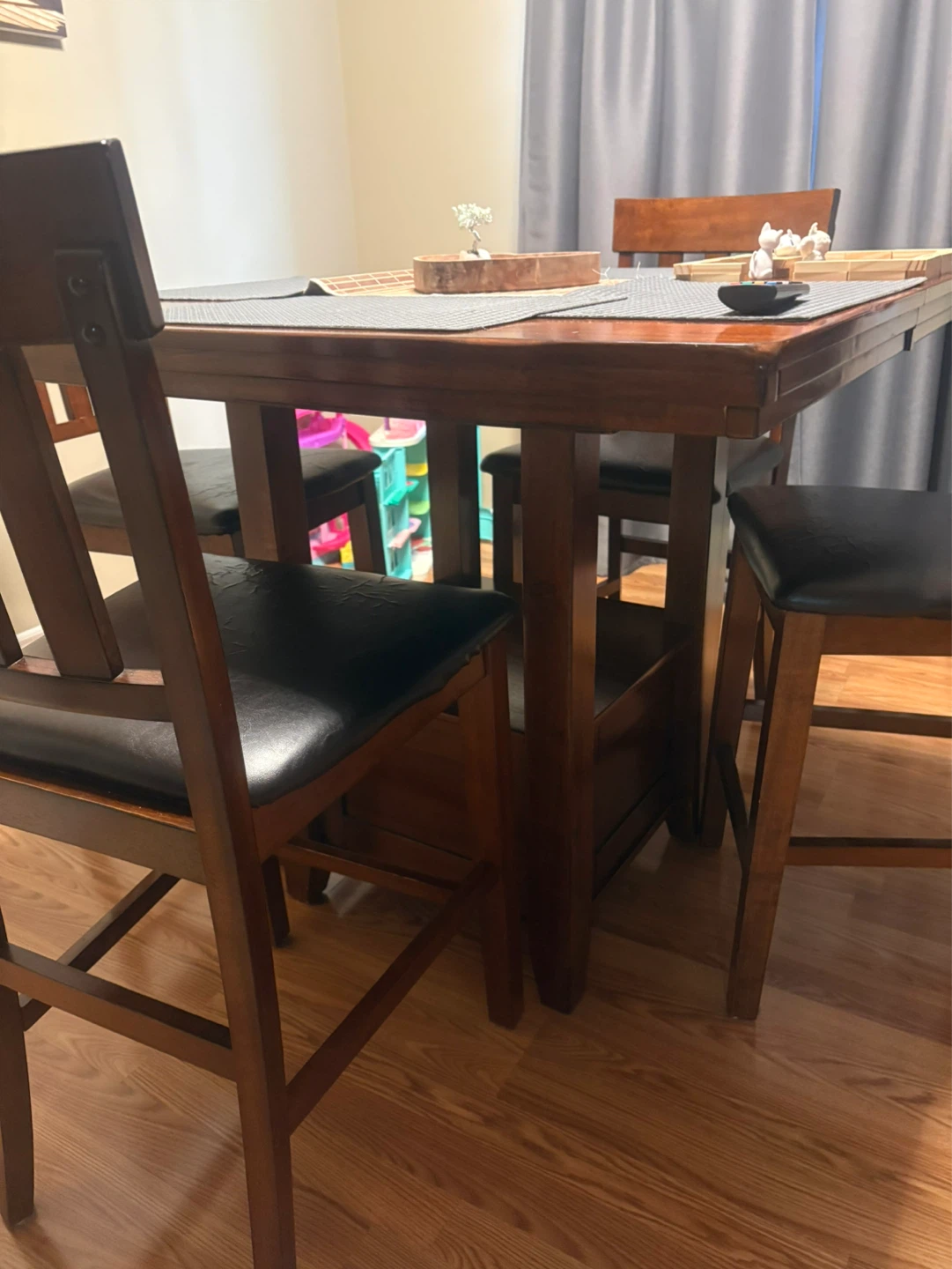 Solid wood high table with 4 chairs - photo 2