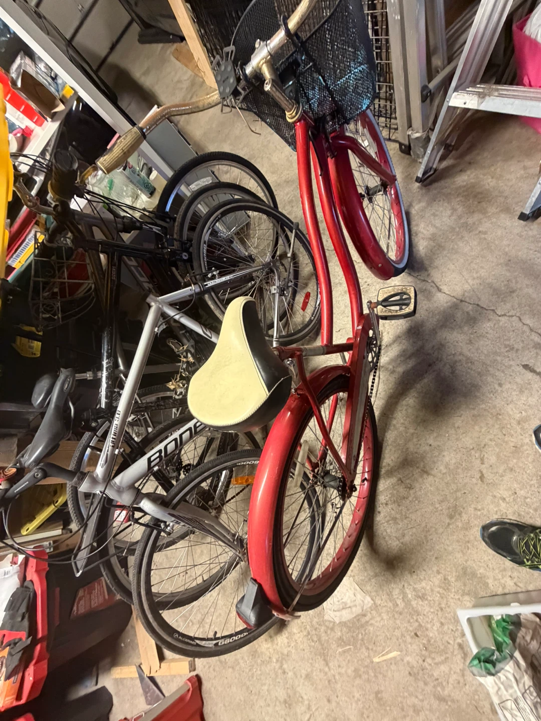 Red Cruiser Bicycle with Basket