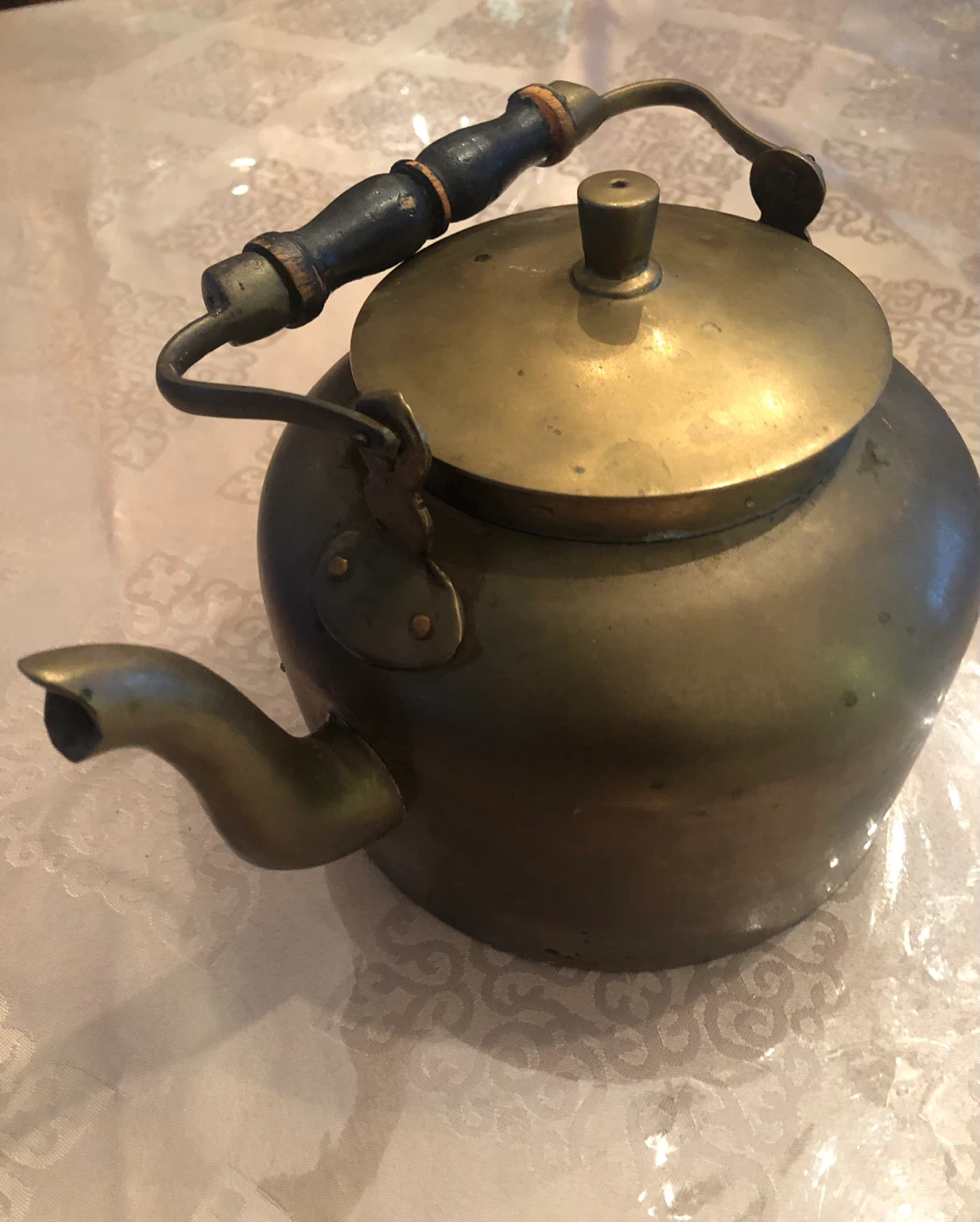 Vintage Brass Kettle with Wooden Handle - photo 2
