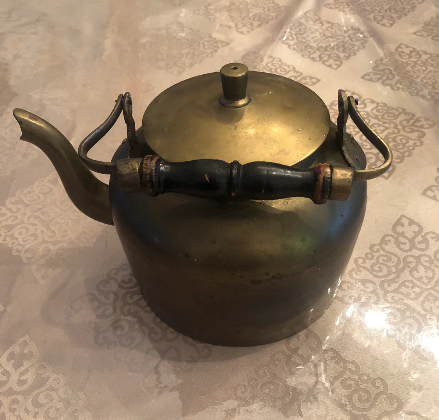 Vintage Brass Kettle with Wooden Handle - photo 3