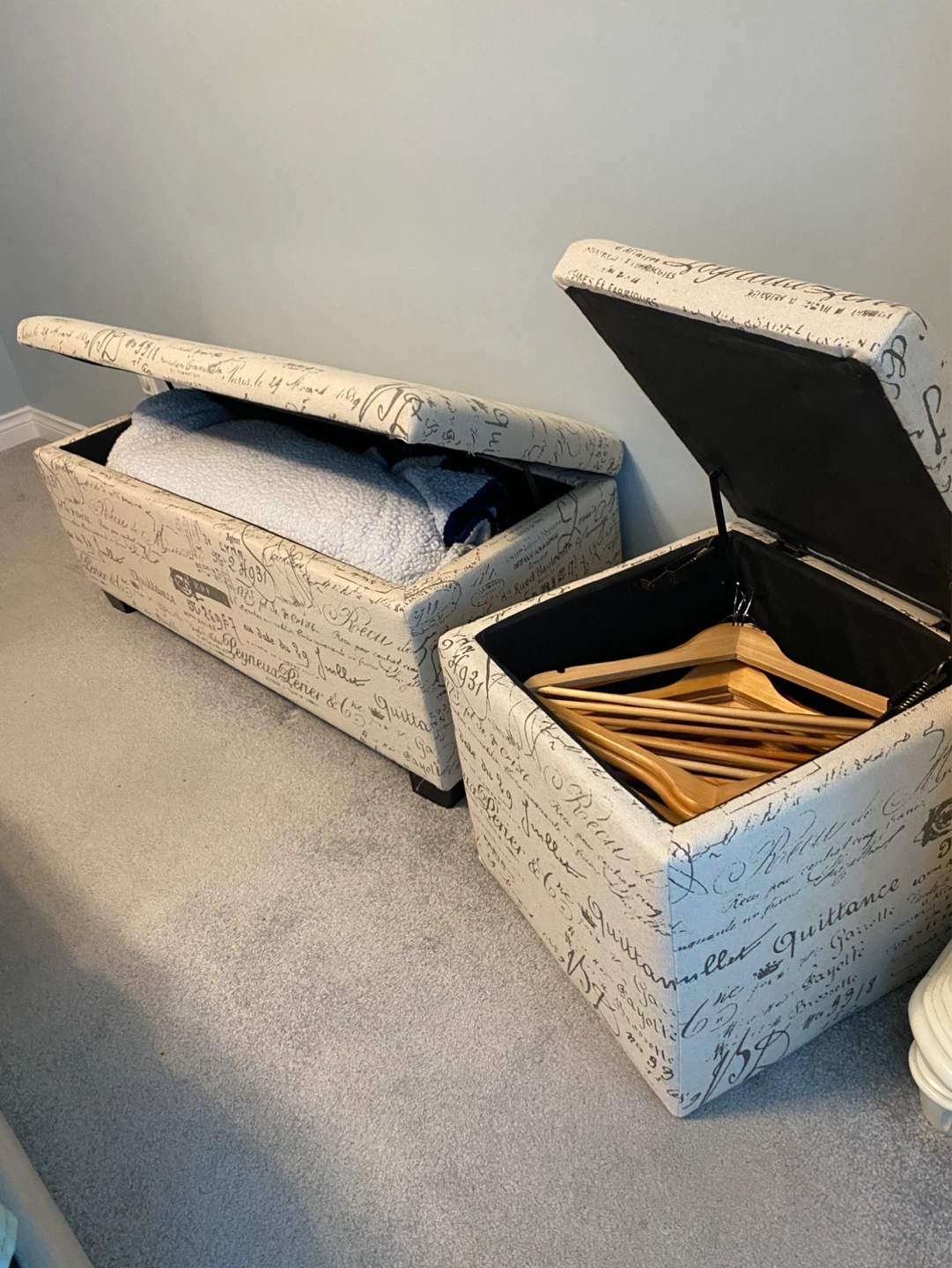 Storage Ottoman Bench set with French Script Design - photo 2