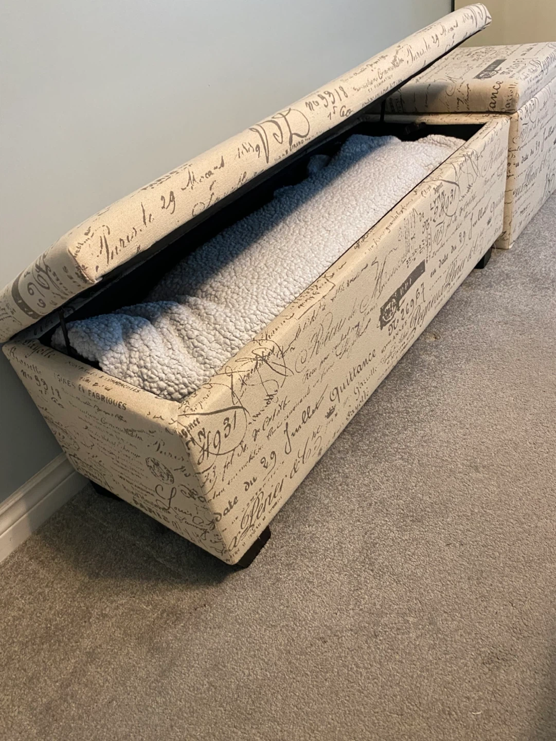 Storage Ottoman Bench set with French Script Design - photo 4
