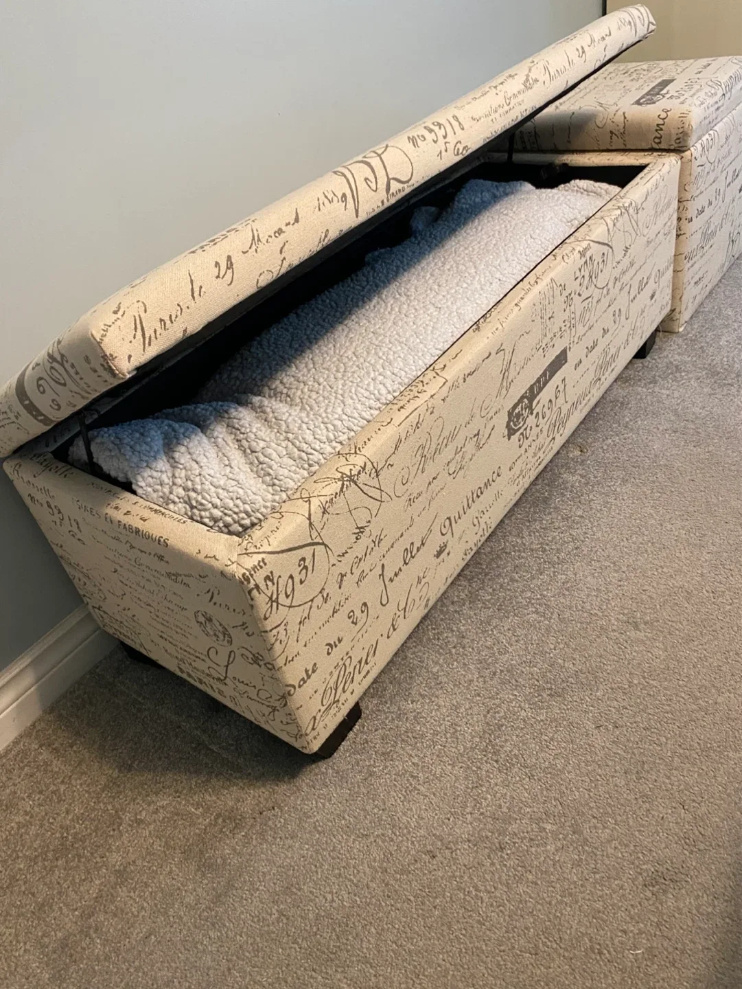 Storage Ottoman Bench set with French Script Design - photo 4