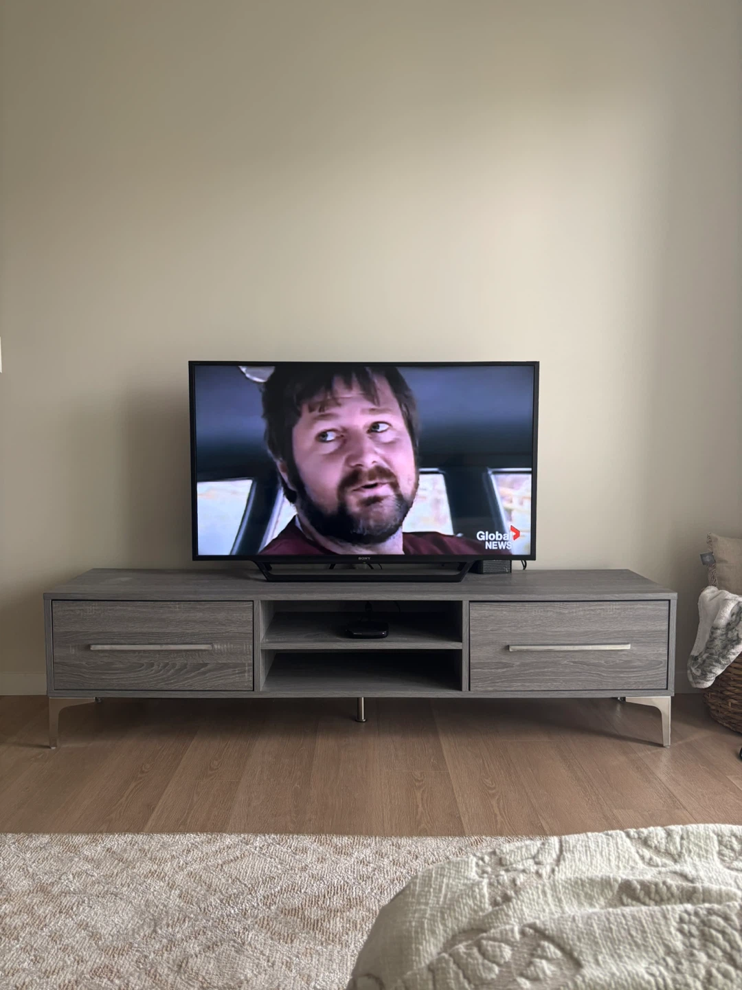 Grey TV Stand with Drawers