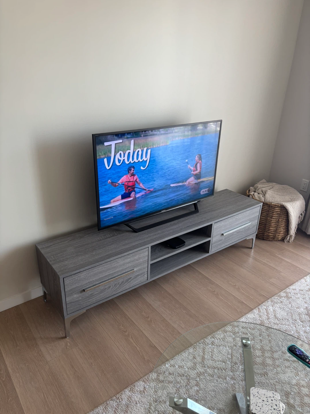Grey TV Stand with Drawers - photo 2