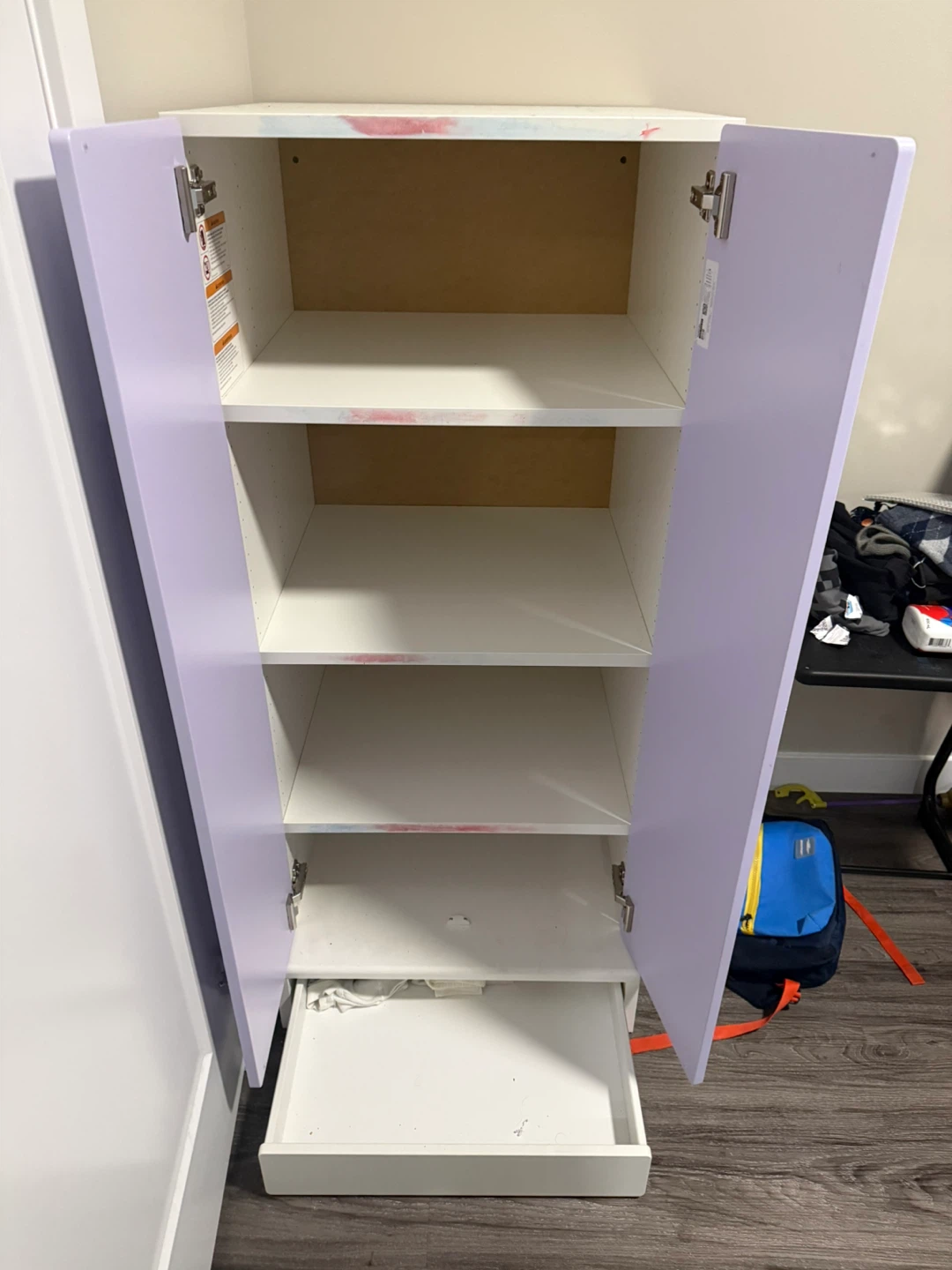 Kids Purple Storage Cabinet with Drawer
