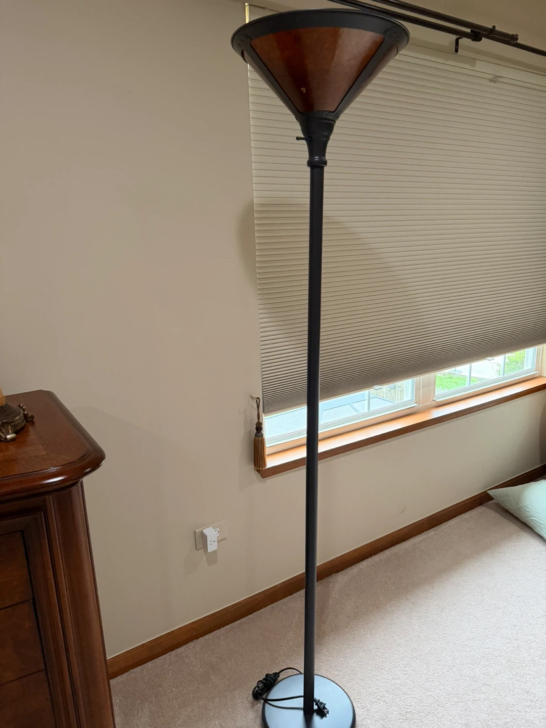 Torchiere Floor Lamp with Wood Accent