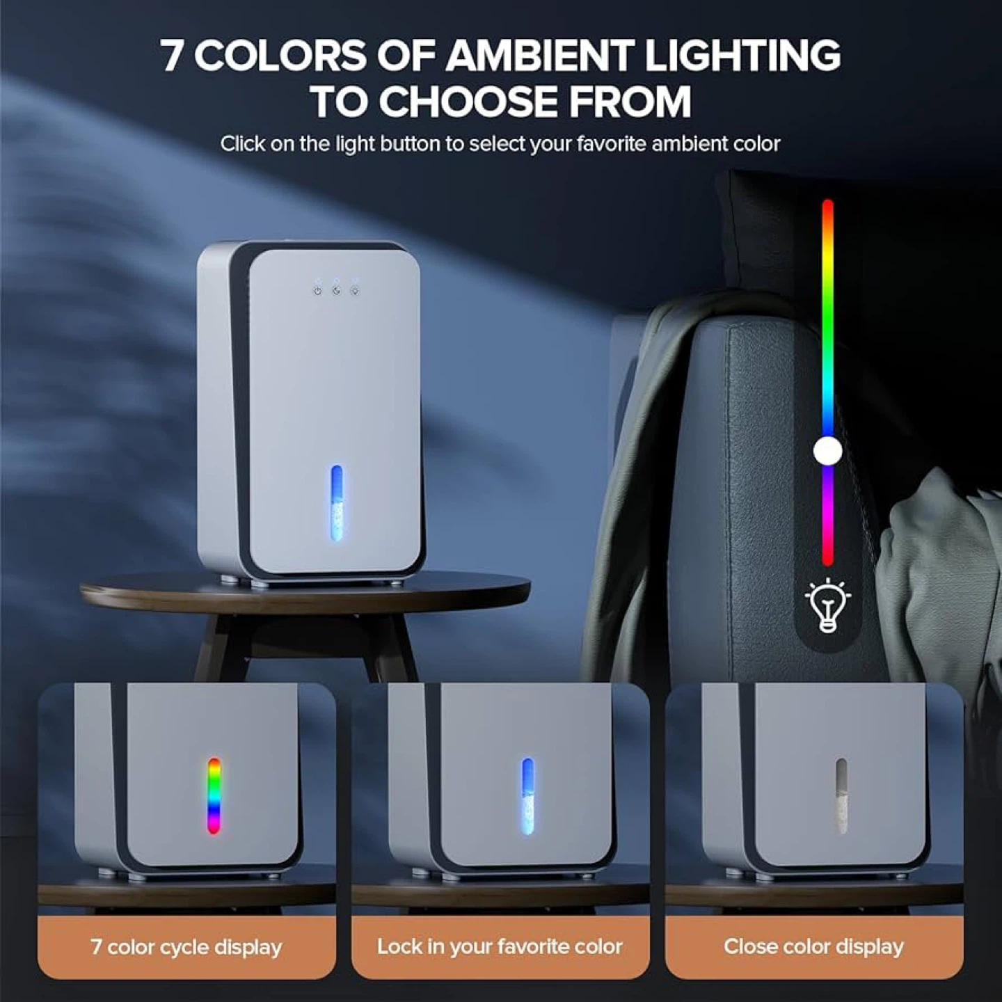 Compact Dehumidifier with 7 Color Ambient Lighting - photo 4