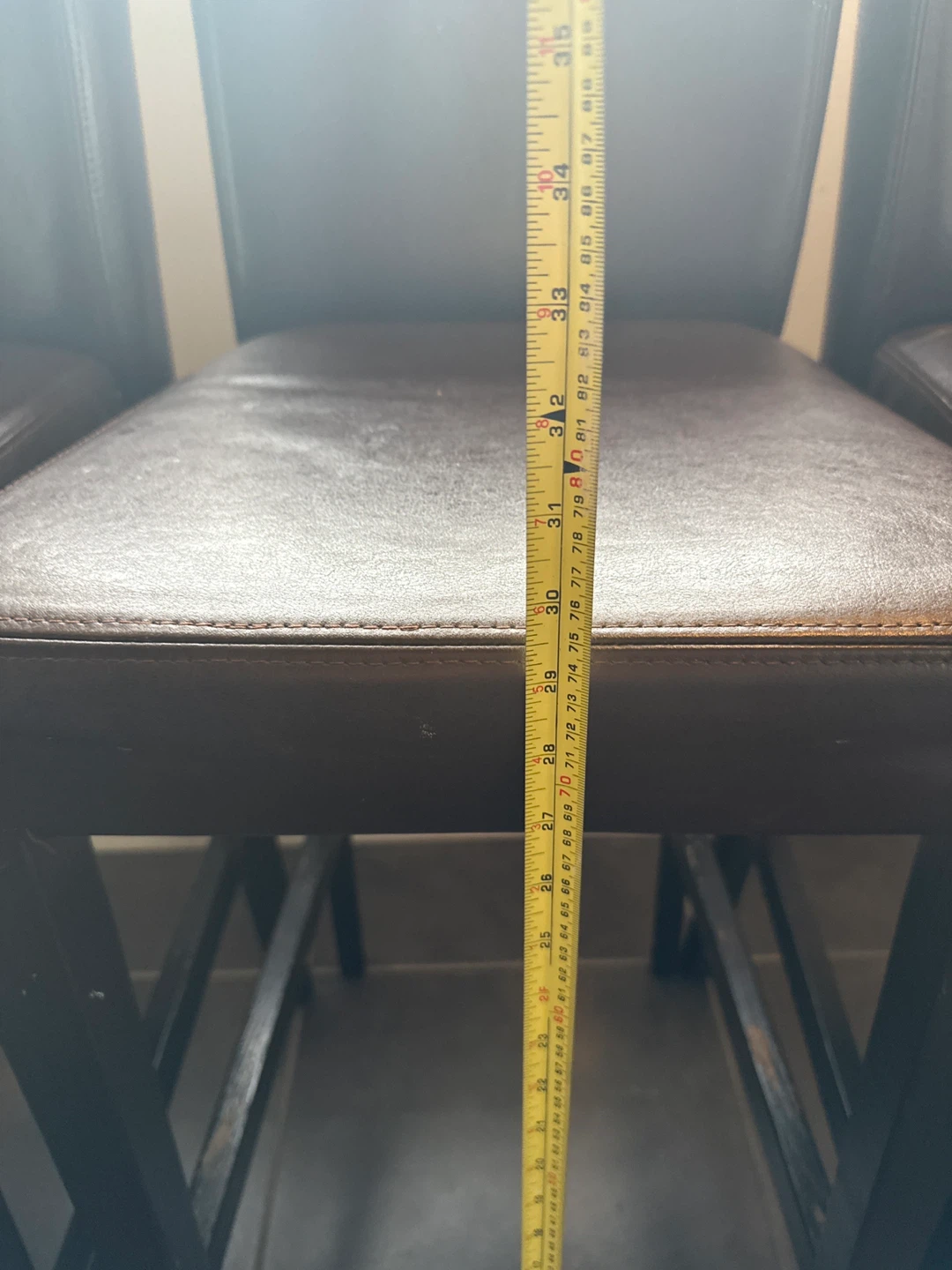 Set of 4 Brown Faux Leather Bar Stools - photo 2