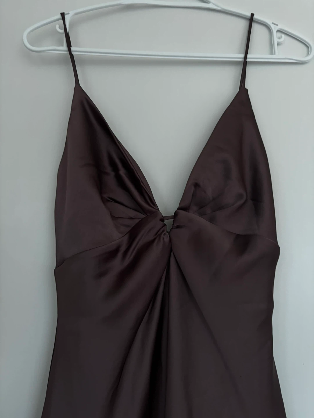 Brown Satin Maxi Dress