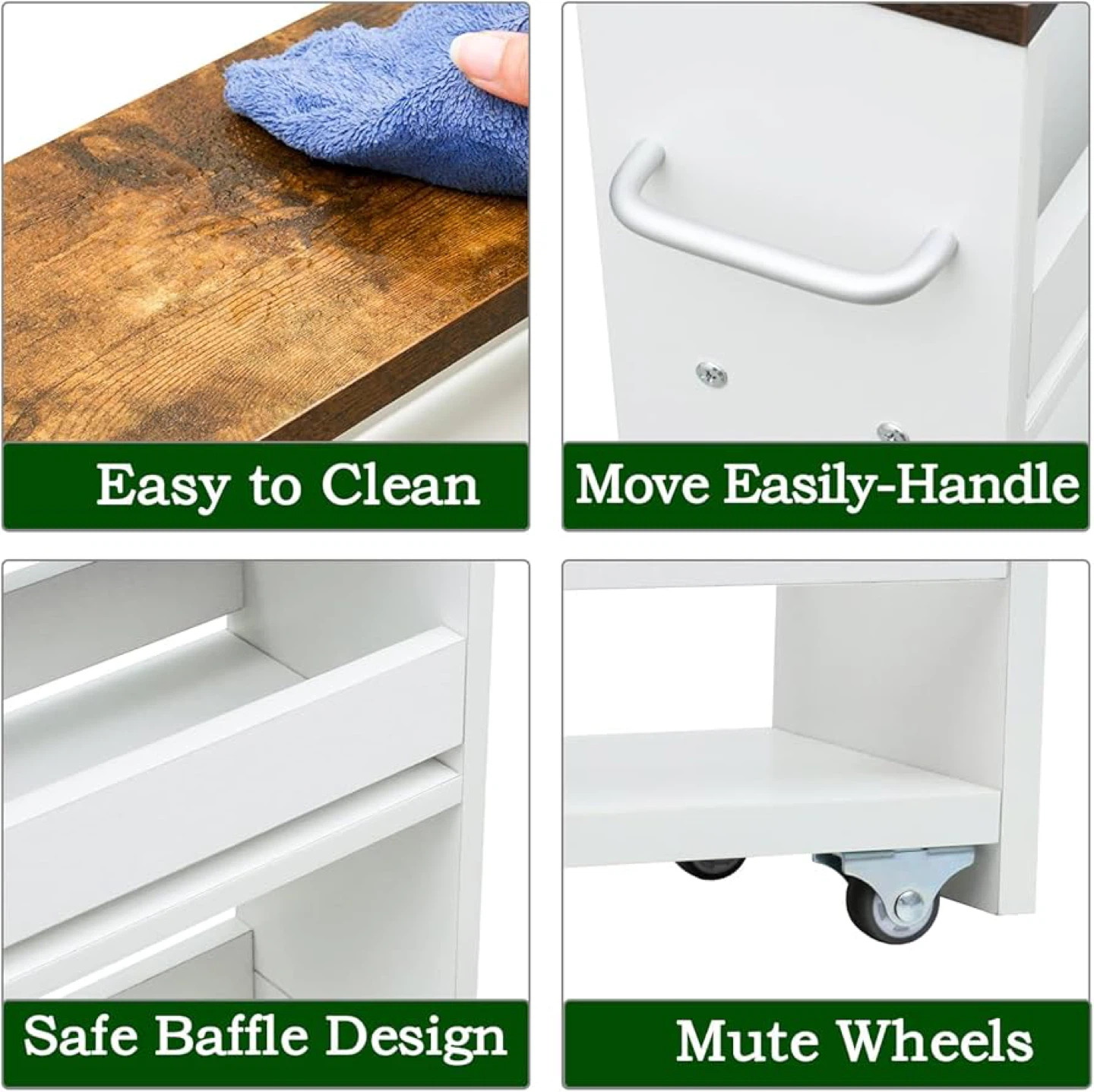 Teamix Rolling Storage Cart - White with Wood Top - photo 2