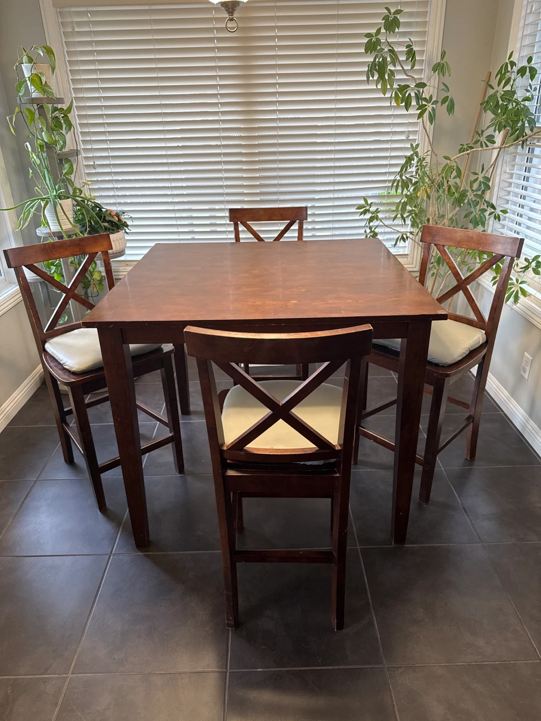 Wooden Counter Height Stool with Padded Seat