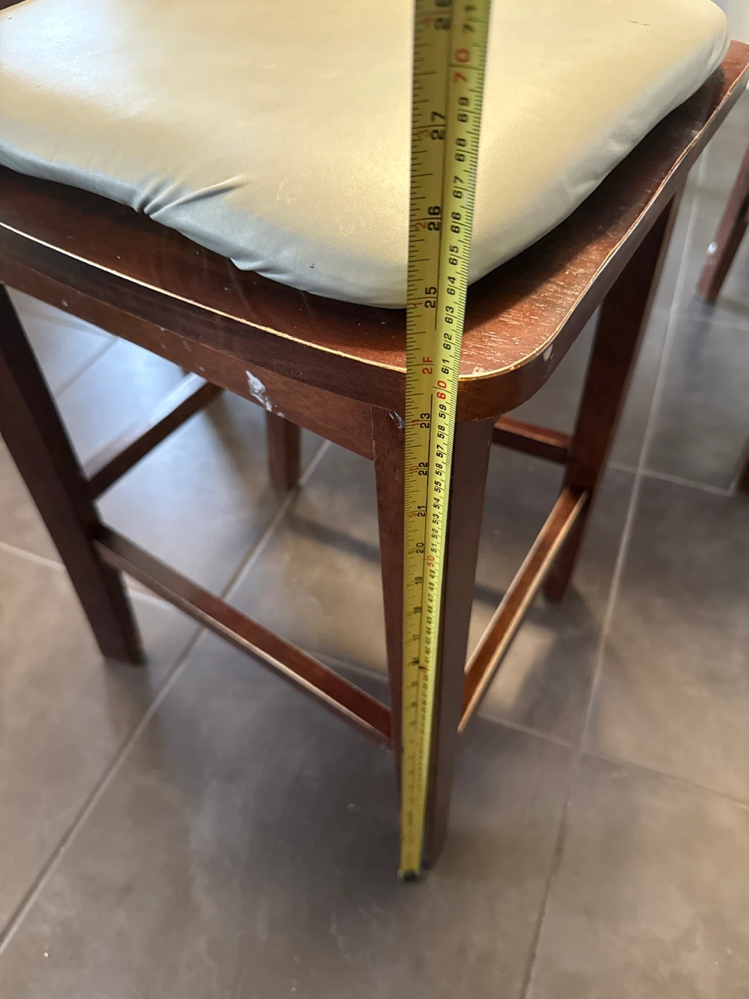 Wooden Counter Height Stool with Padded Seat - photo 4