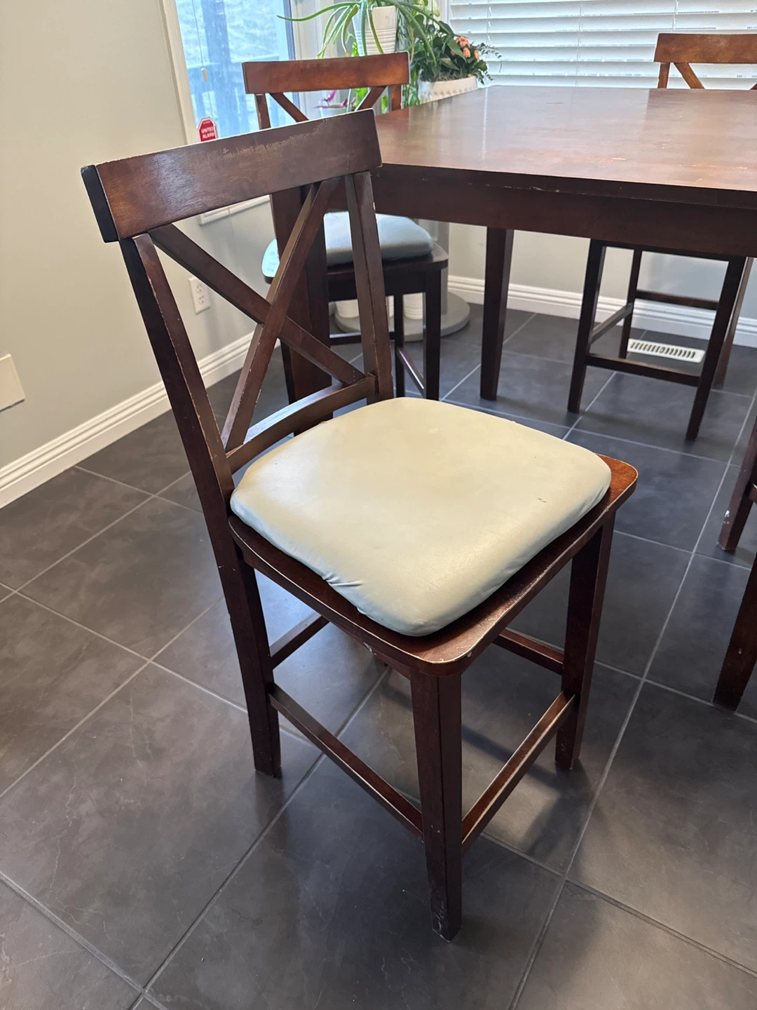 Wooden Counter Height Stool with Padded Seat - photo 2