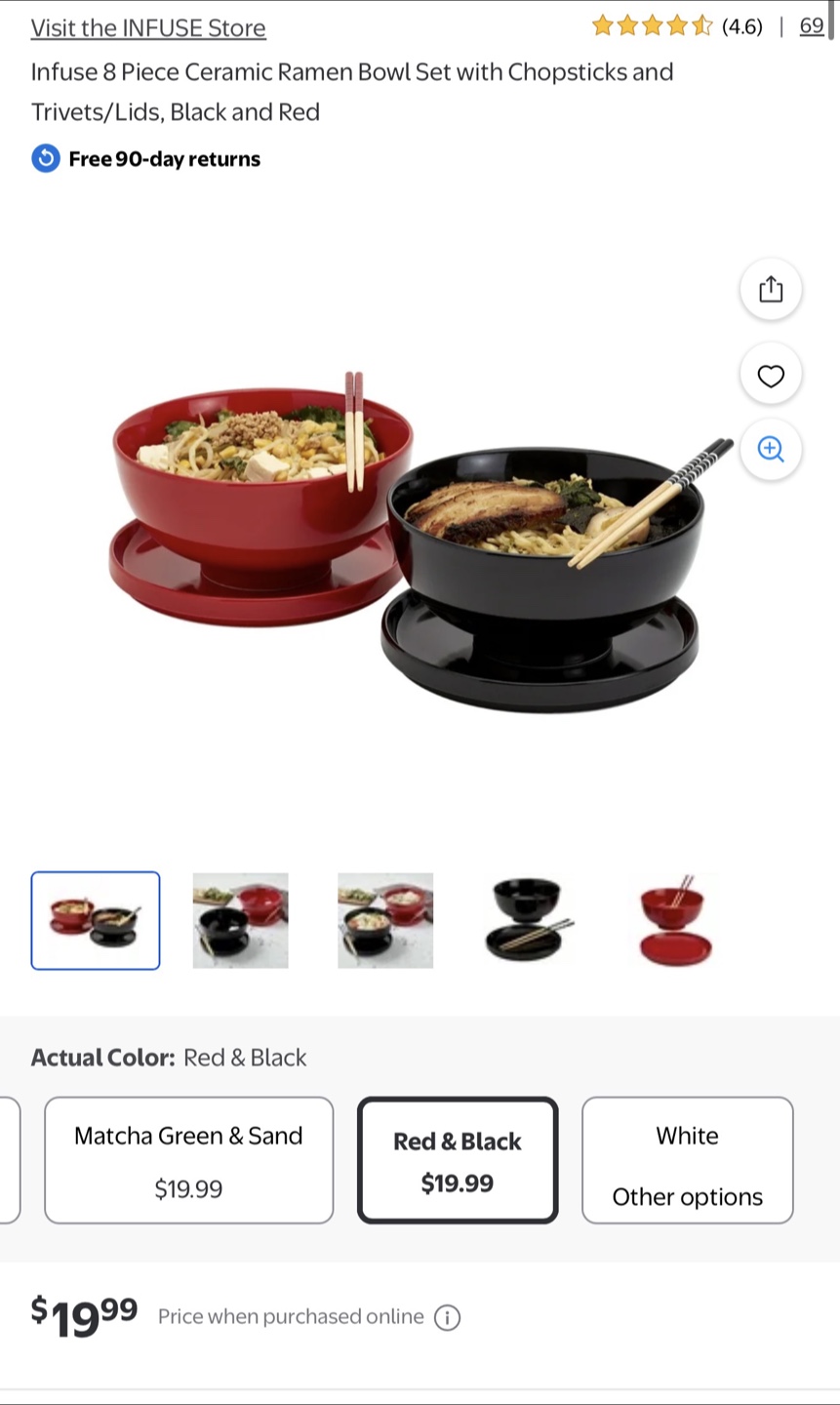 Ceramic Ramen Bowl Set with Trivets/Lids and Chopsticks - photo 3