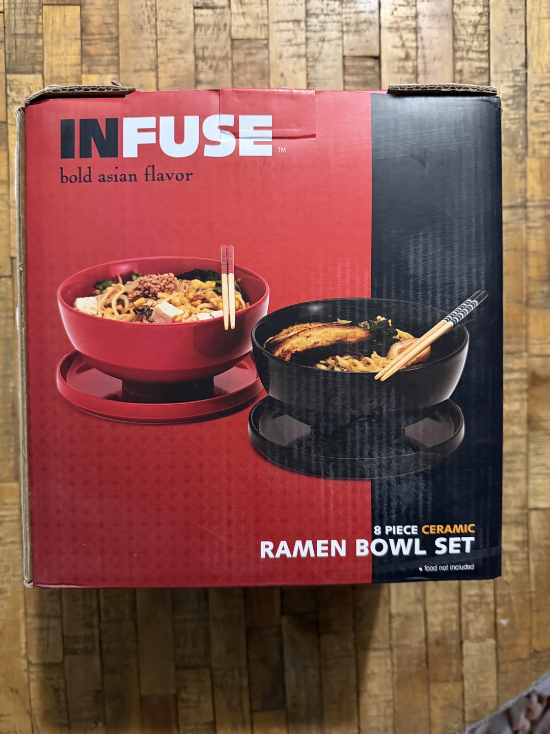 Ceramic Ramen Bowl Set with Trivets/Lids and Chopsticks