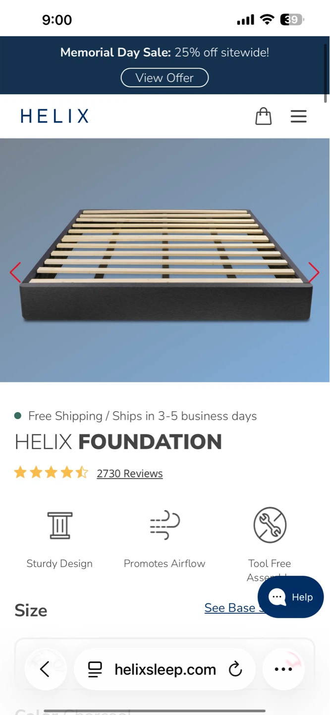 Helix Foundation Bed Frame - King Size