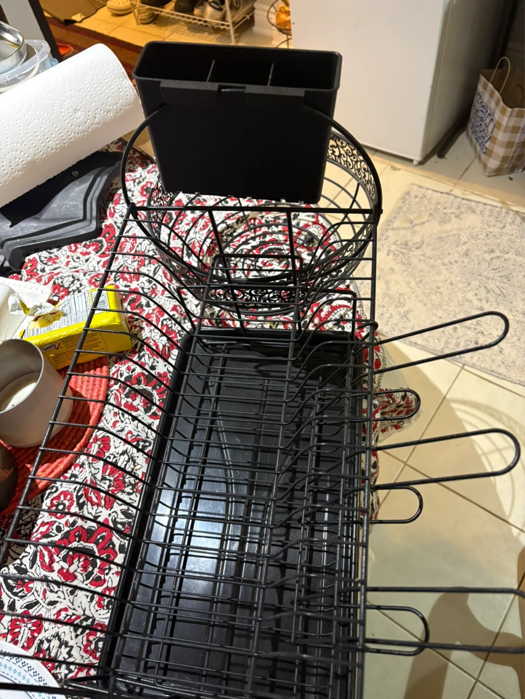 Black Metal Dish Rack with Cutlery Holder - photo 2