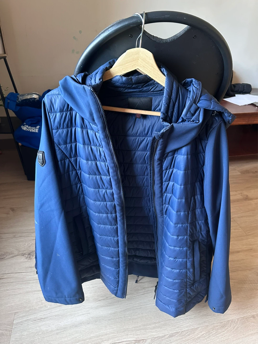 Blue Puffer Jacket with Hood - women’s