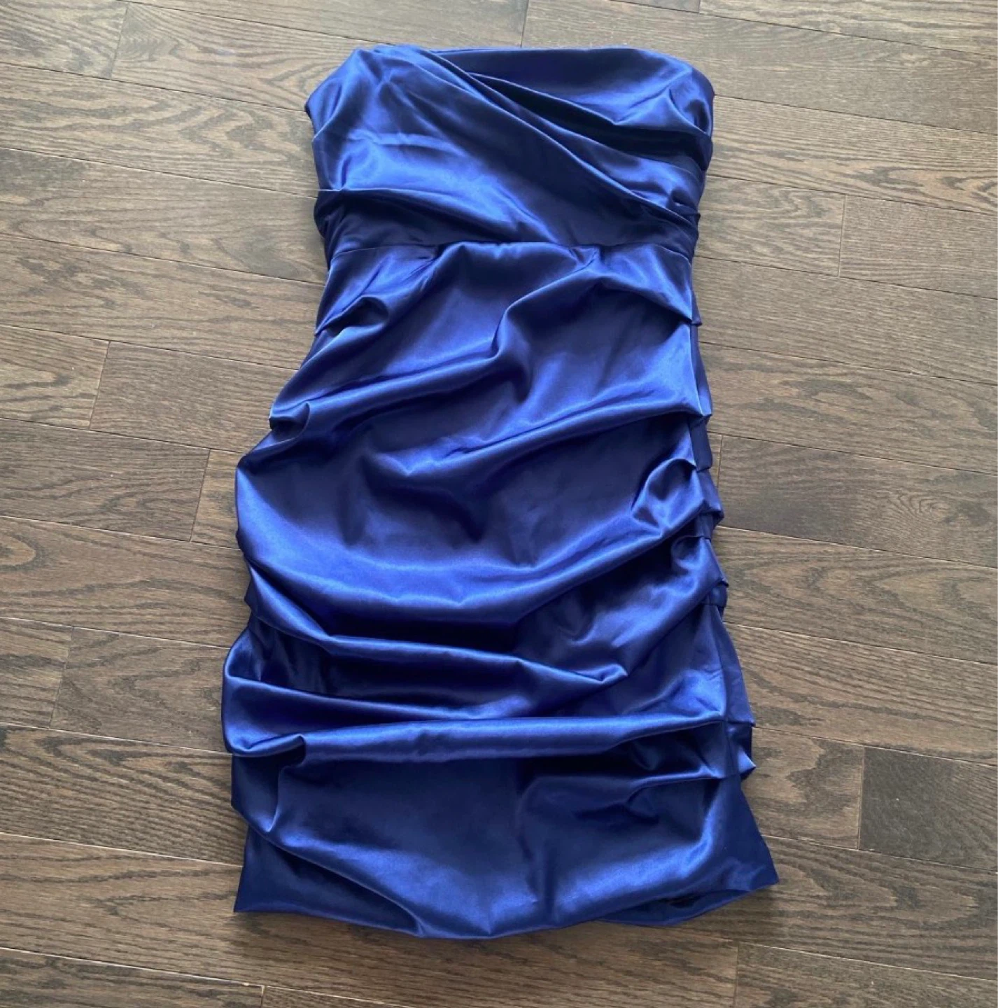 Le Château Blue Ruched Strapless Dress M/M