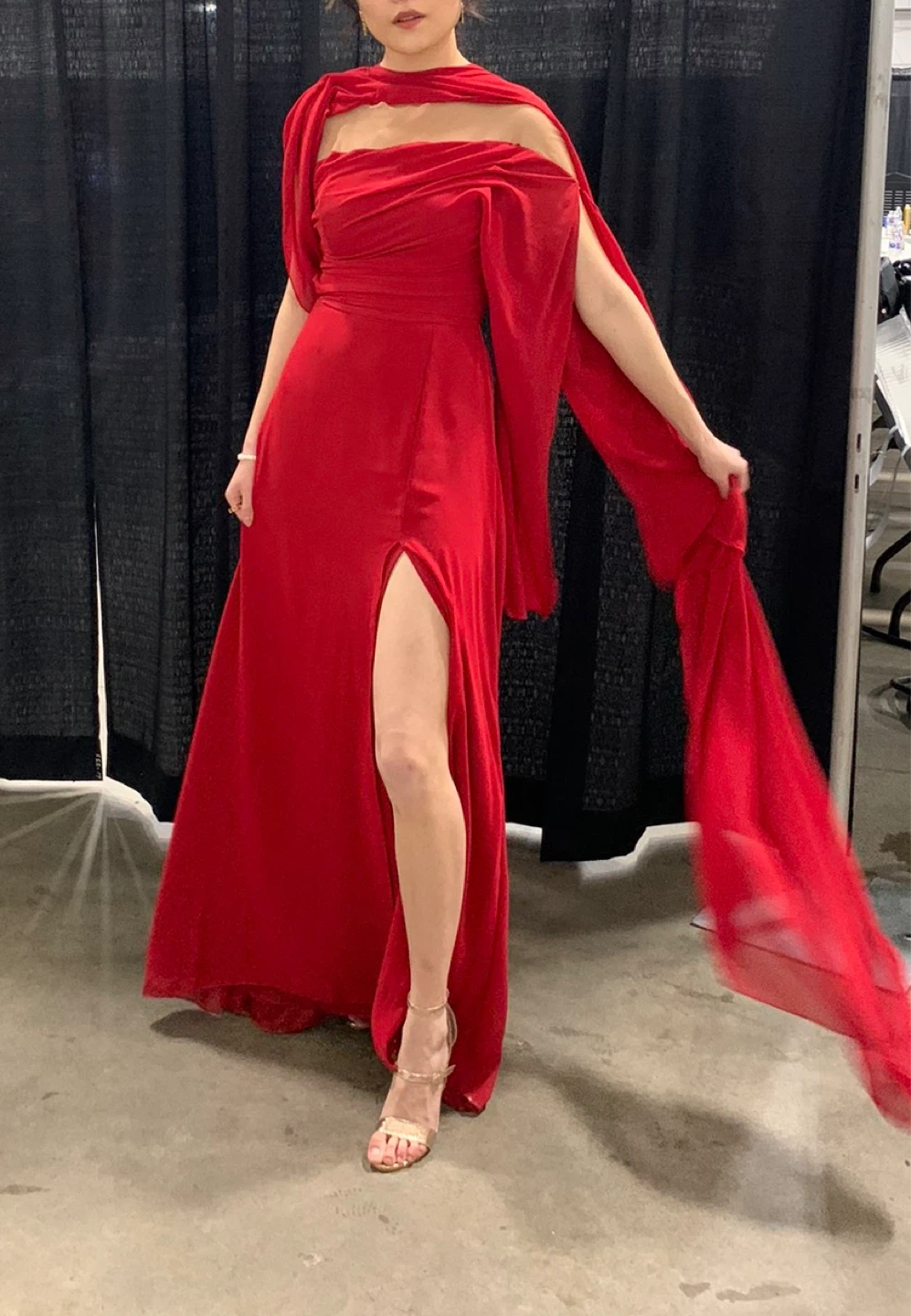 Red Formal Dress with High Slit