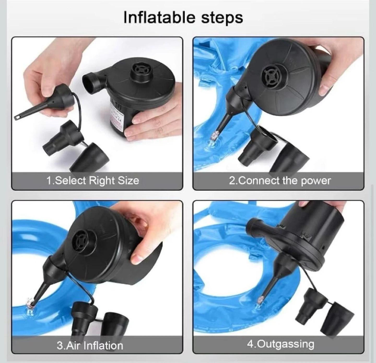 Electric Air Pump with Car Adapter and 3 Nozzles - photo 4