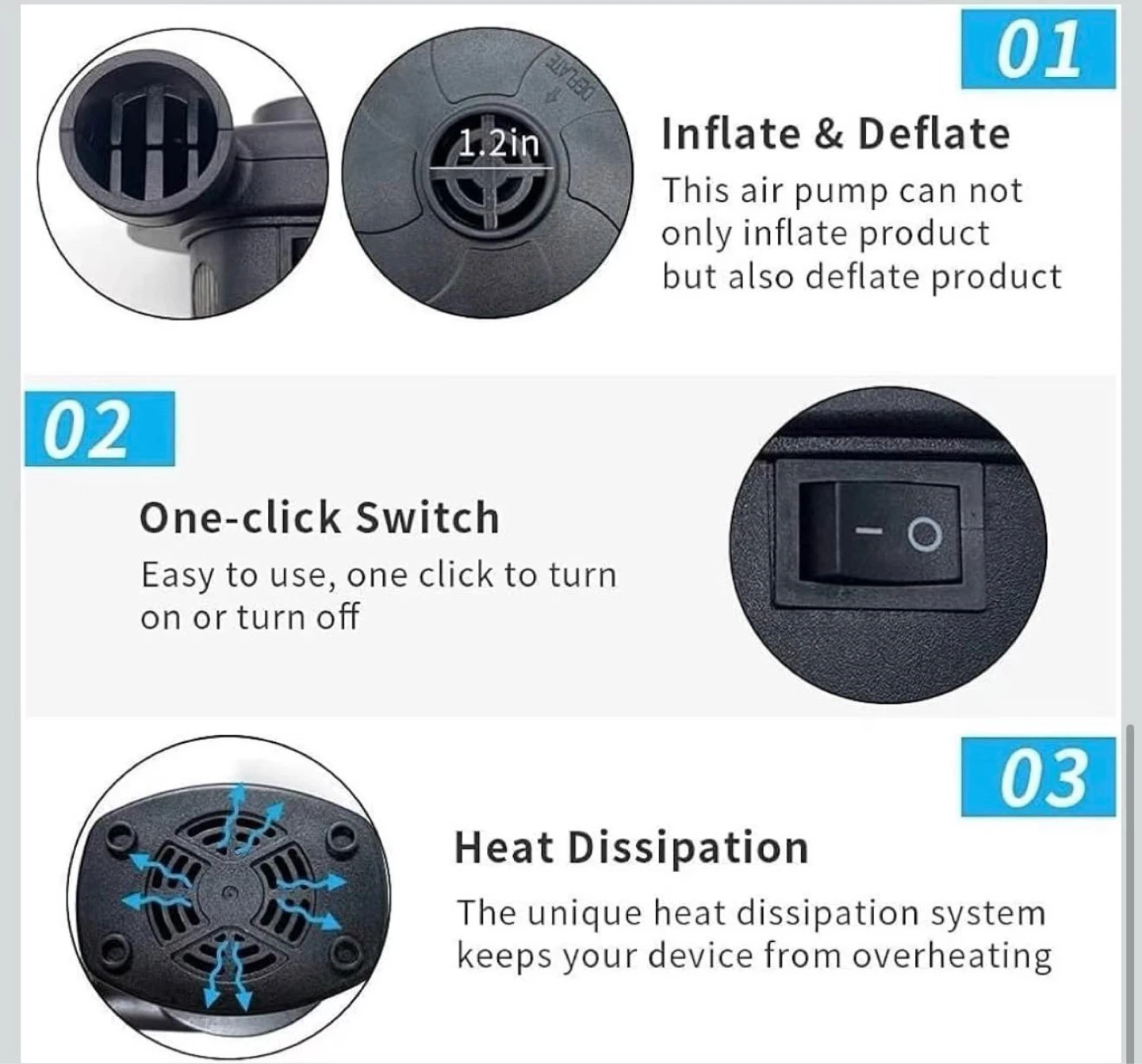 Electric Air Pump with Car Adapter and 3 Nozzles - photo 5