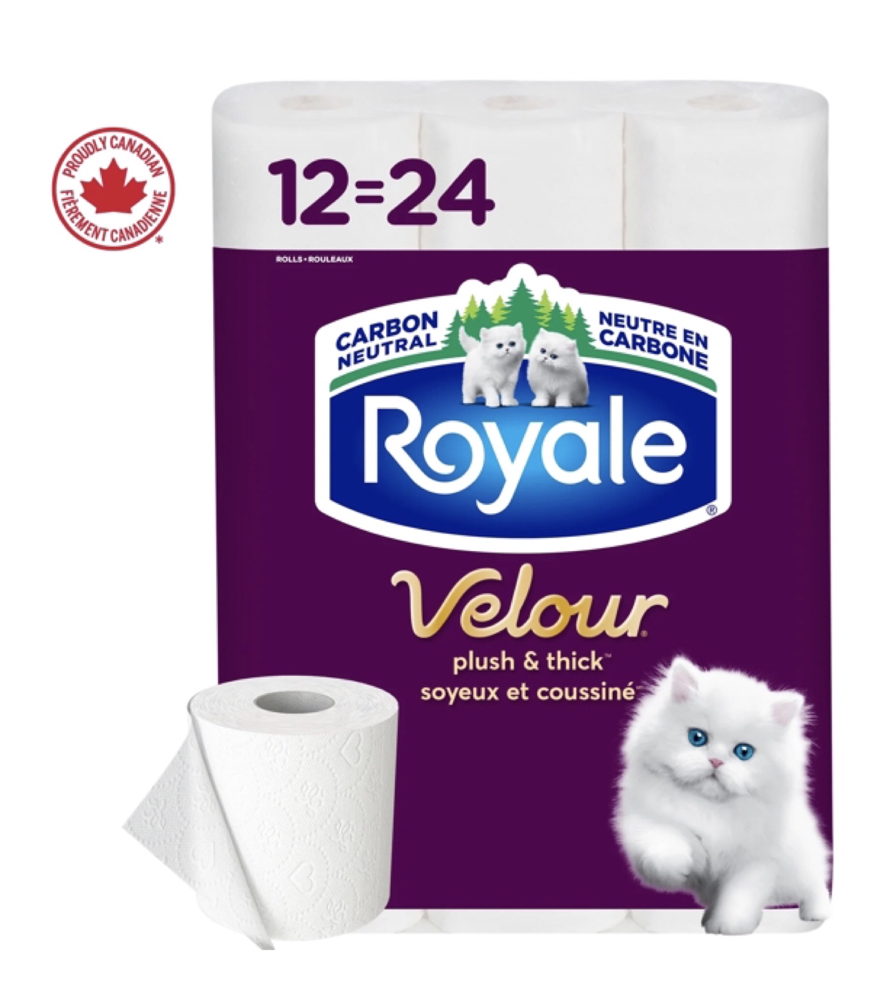 Royale Velour- Plush & Thick Toilet Paper- 12 Rolls = 24.
