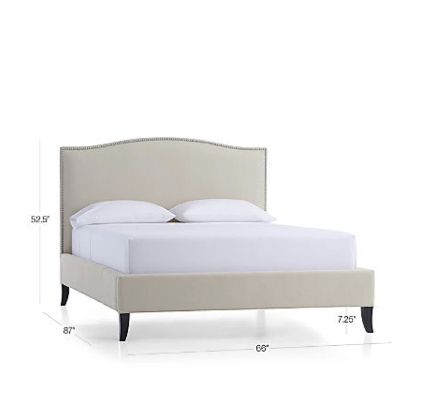 Queen upholstered studded bed frame - Beige - photo 3