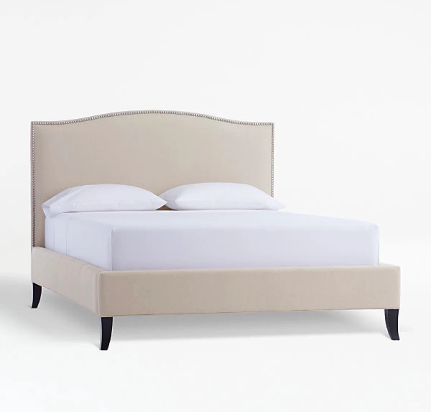 Queen upholstered studded bed frame - Beige - photo 2