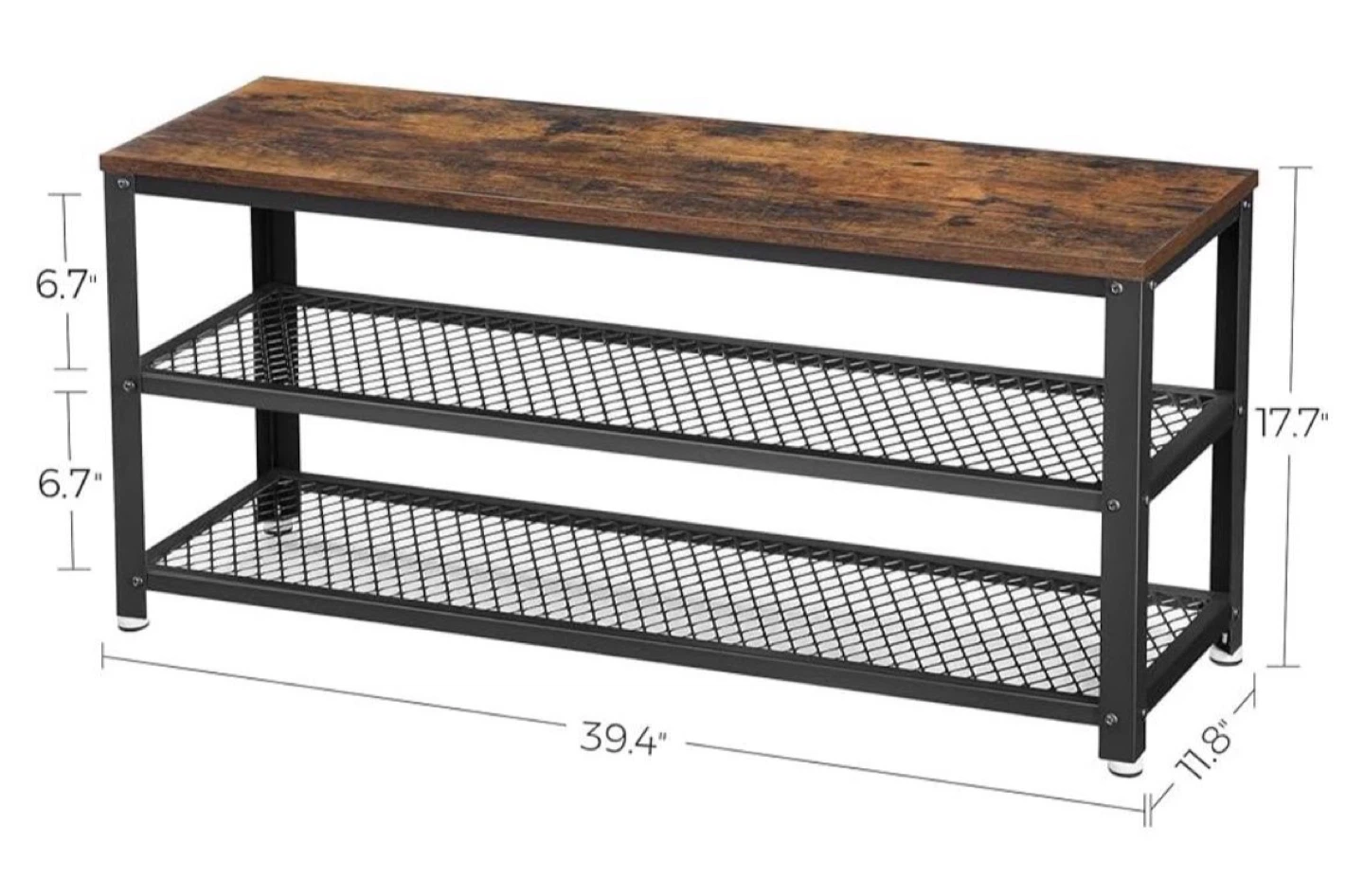 Industrial Style 3-Tier Shoe Rack Bench