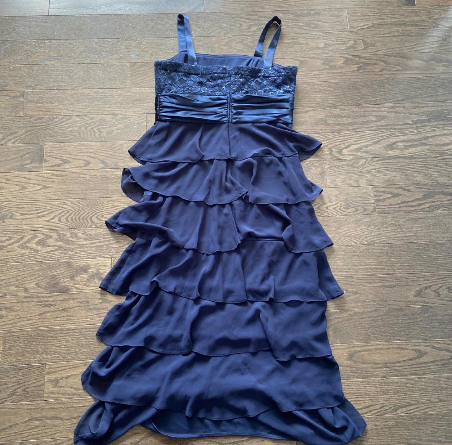 R&M Richards Navy Tiered Dress with matching blazer- Size 10 - photo 2