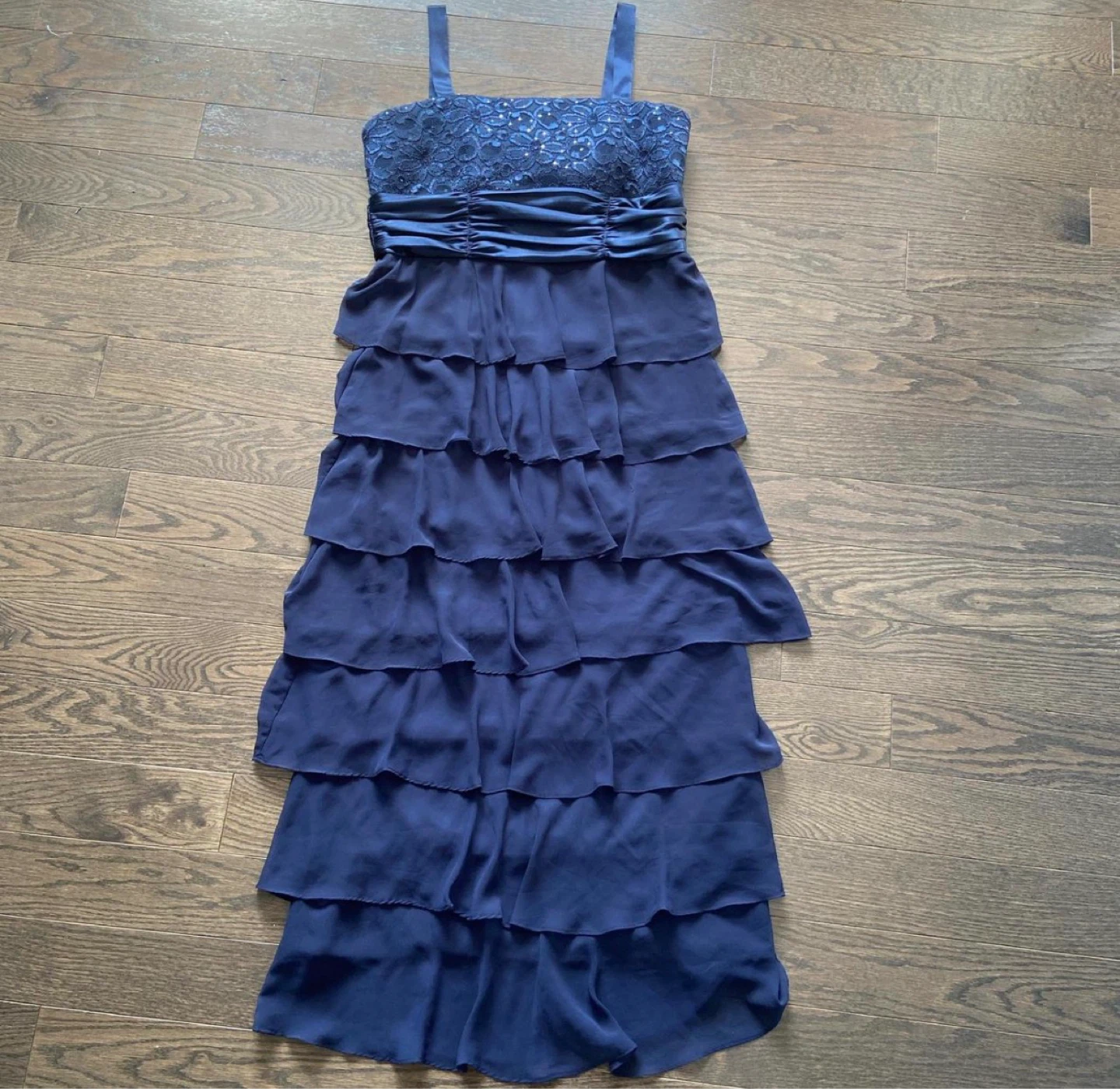 R&M Richards Navy Tiered Dress with matching blazer- Size 10