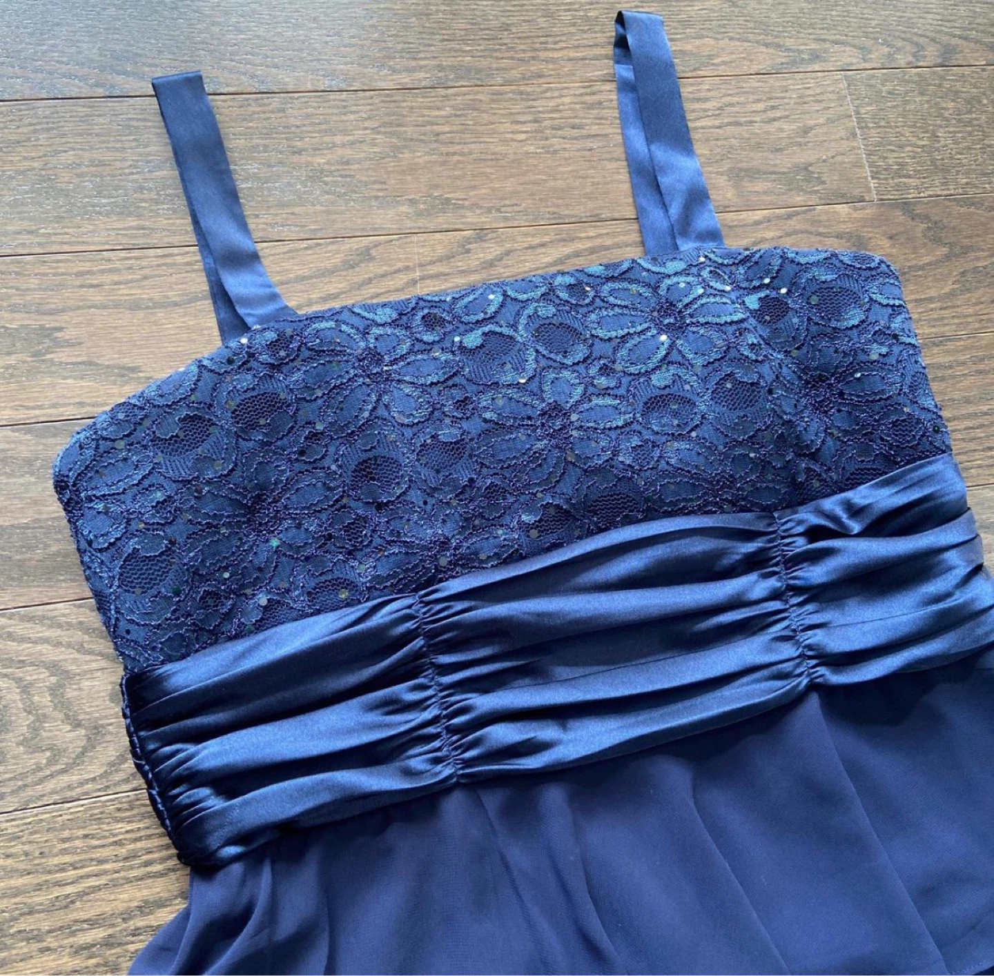 R&M Richards Navy Tiered Dress with matching blazer- Size 10 - photo 3
