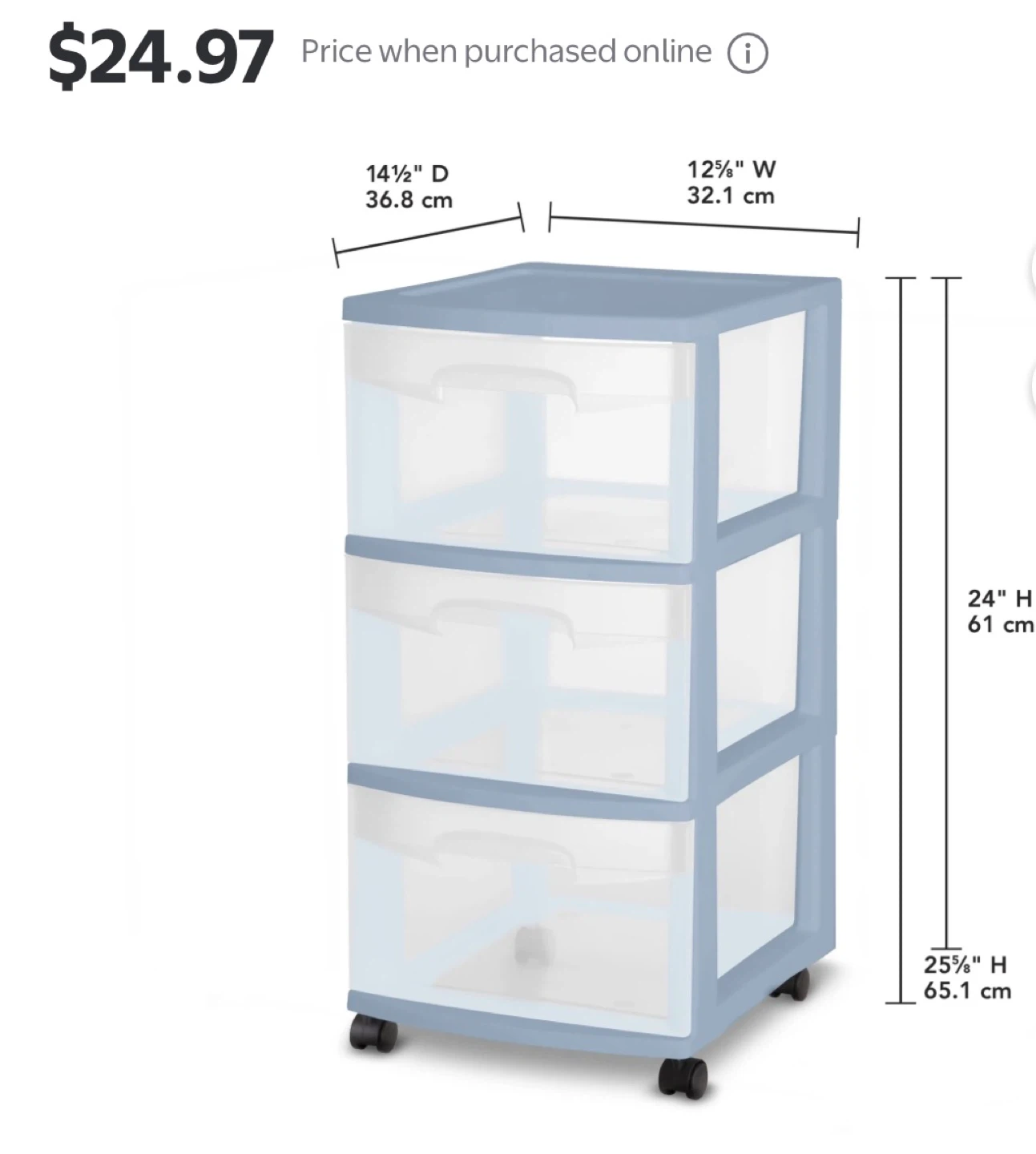 Sterilite 3 Drawer Cart-NEW - photo 3