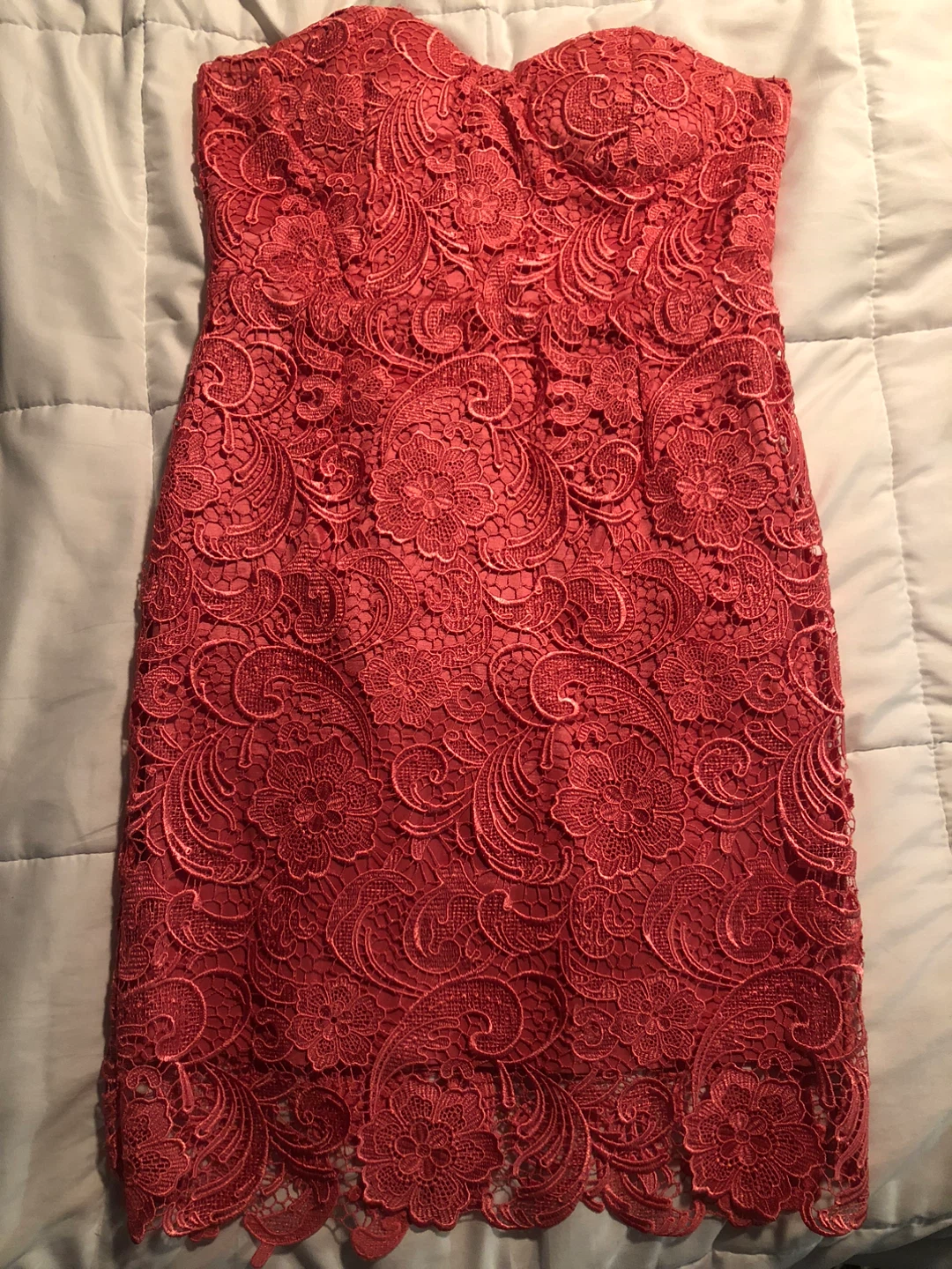 Coral Lace Strapless Dress size large