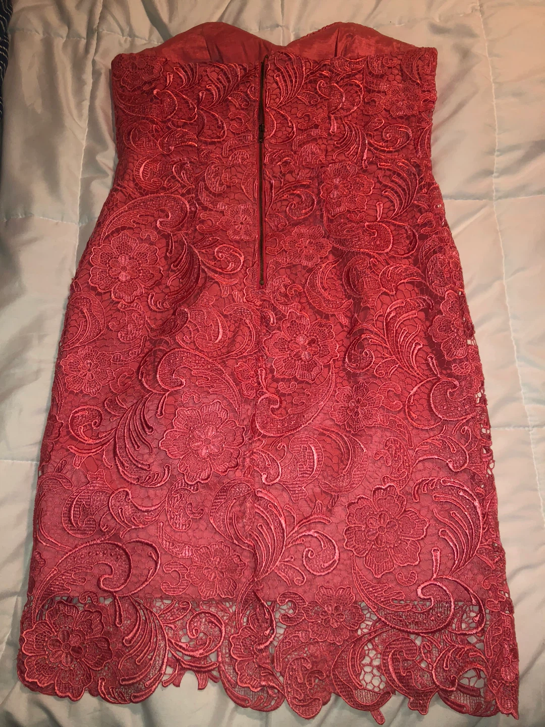 Coral Lace Strapless Dress size large - photo 3