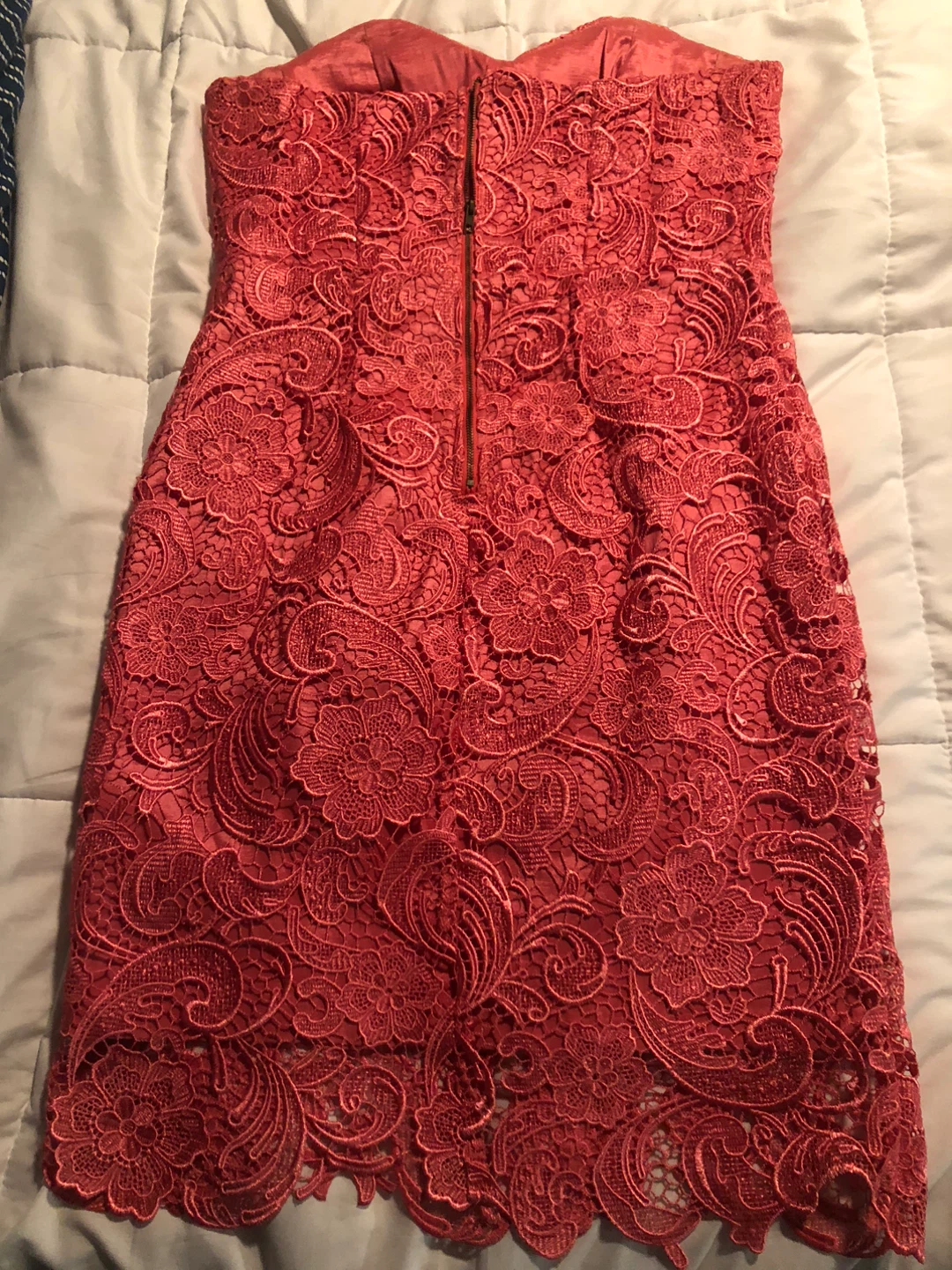 Coral Lace Strapless Dress size large - photo 2