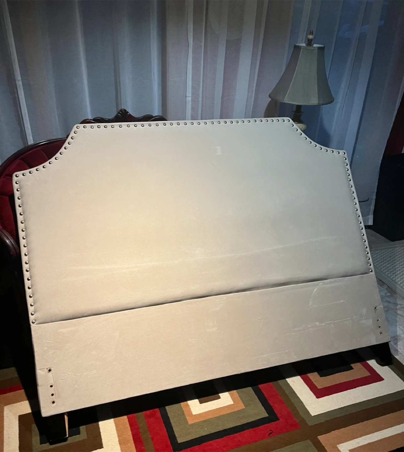 Queen size Velvet Headboard with Nailhead Trim