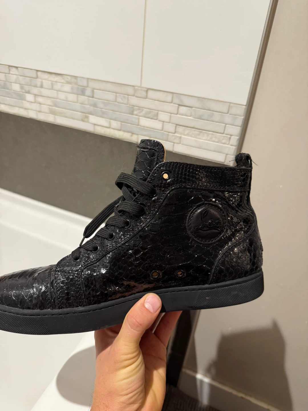 Christian Louboutin Black Python Louis Orlato Sneakers 43 - photo 4