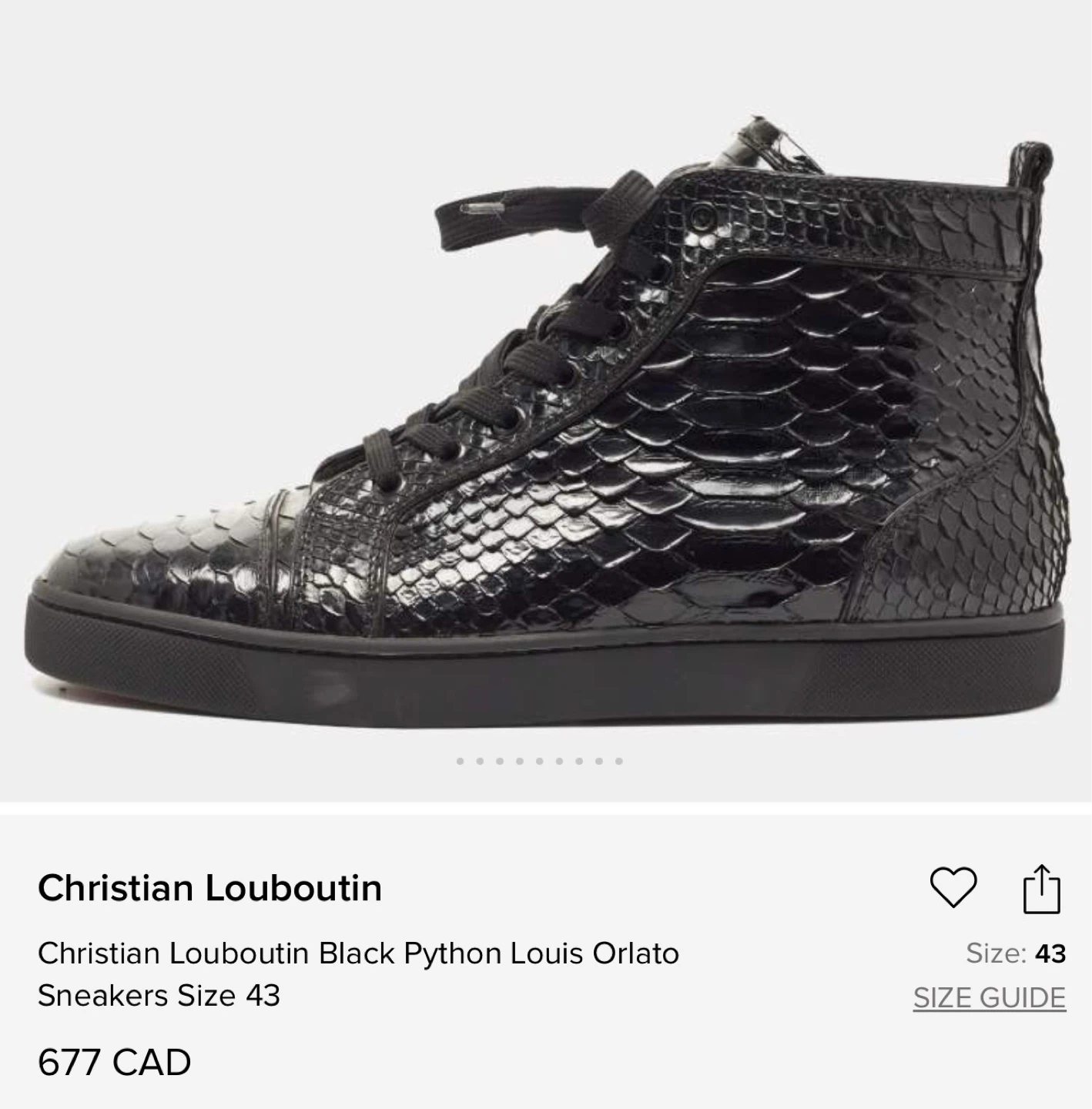 Christian Louboutin Black Python Louis Orlato Sneakers 43