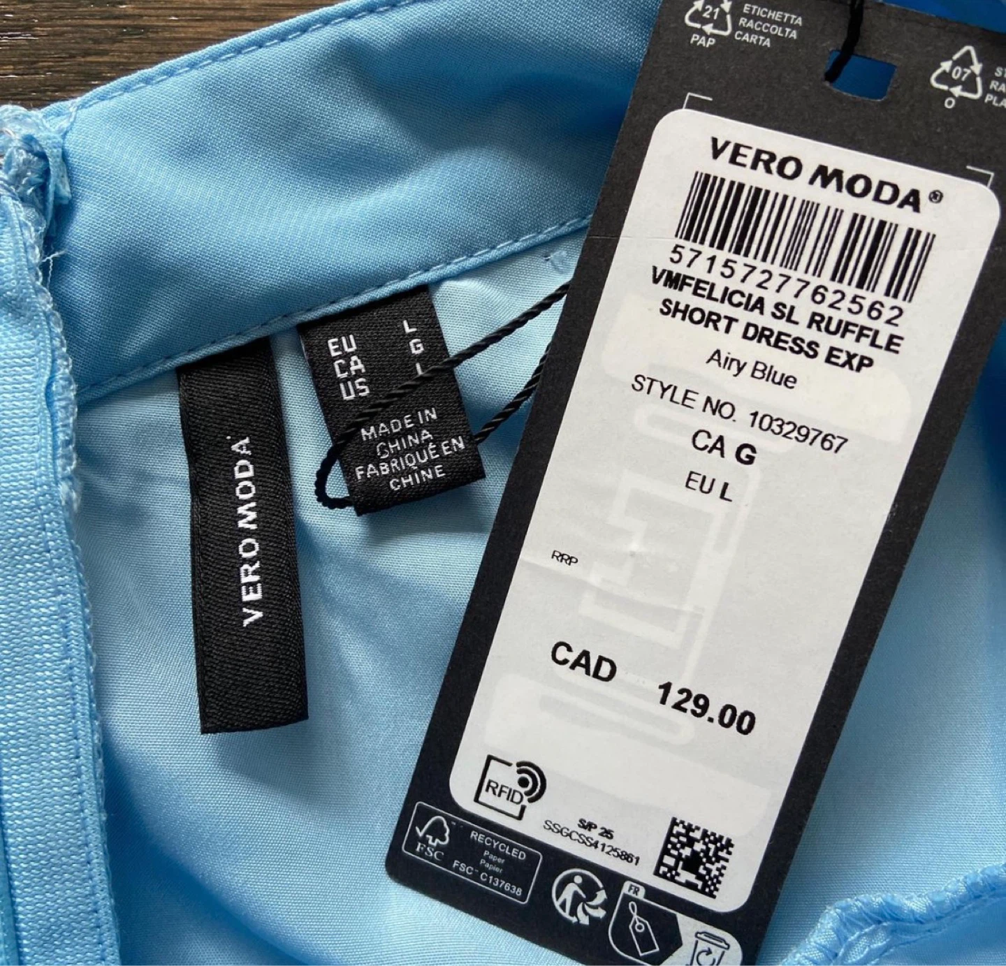 Vero Moda Airy Blue Dress Size L - photo 4