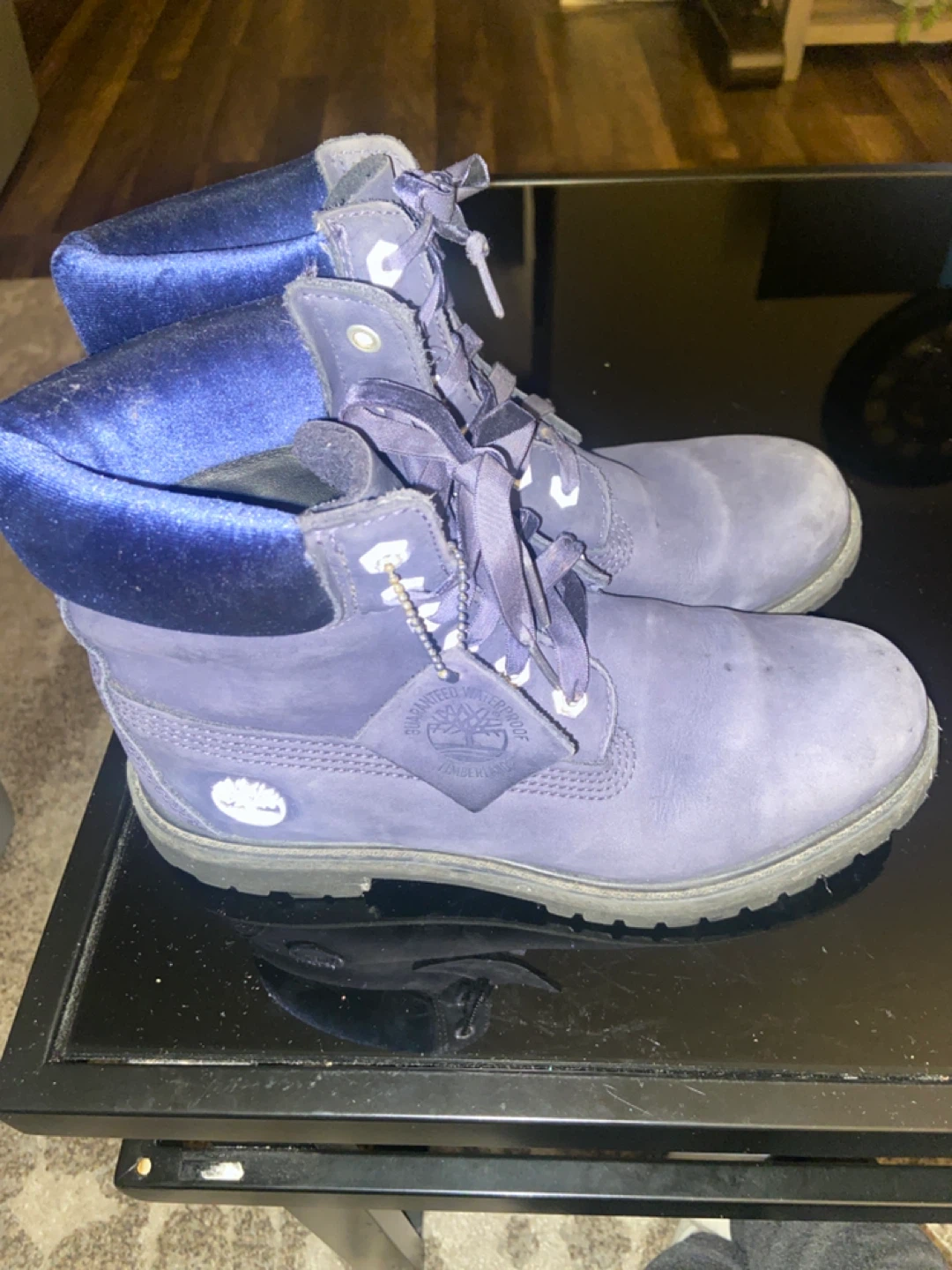 Timberland Women's Blue Suede Velvet Trim Boots Size 6 - photo 2