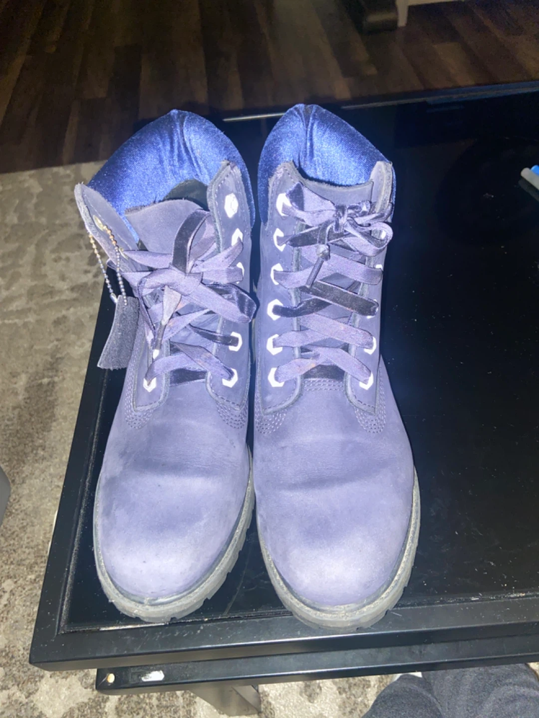 Timberland Women's Blue Suede Velvet Trim Boots Size 6